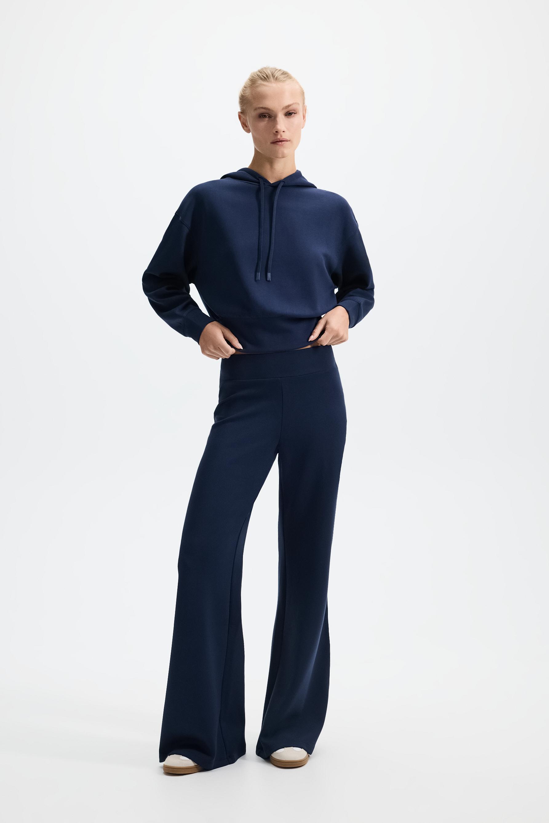 Flowing flared tracksuit trousers — DARK BLUE