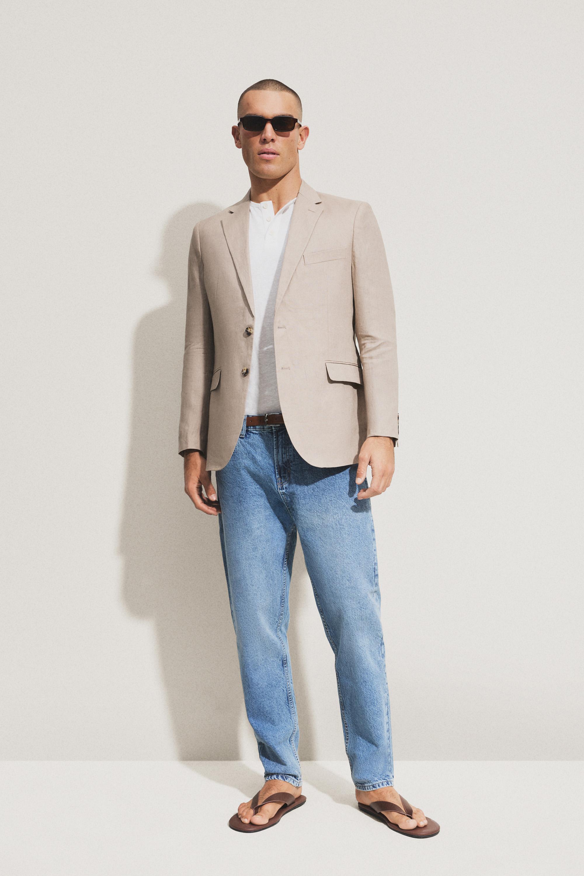 100% linen suit blazer — ECRU