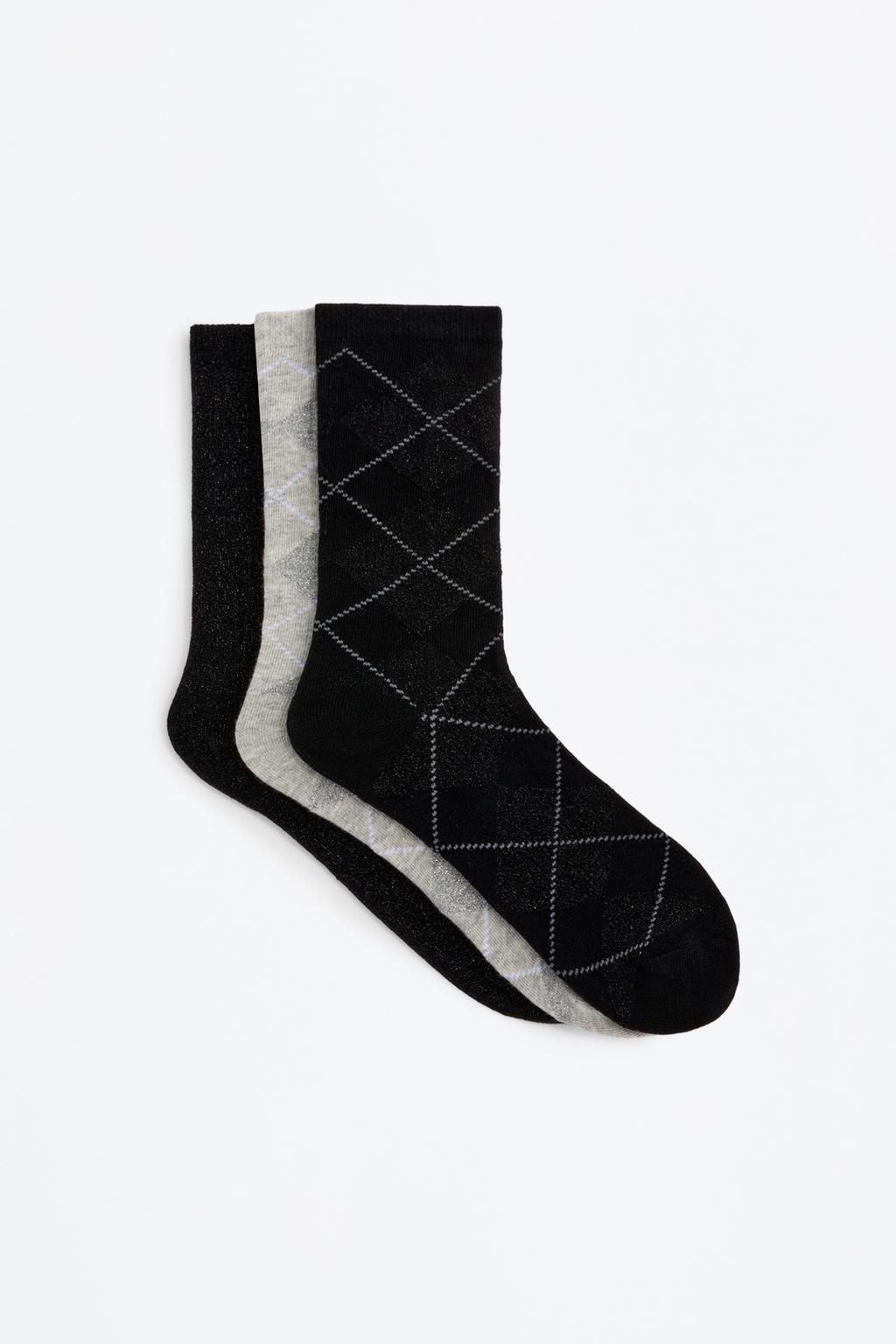 Pack of 3 metallic thread socks