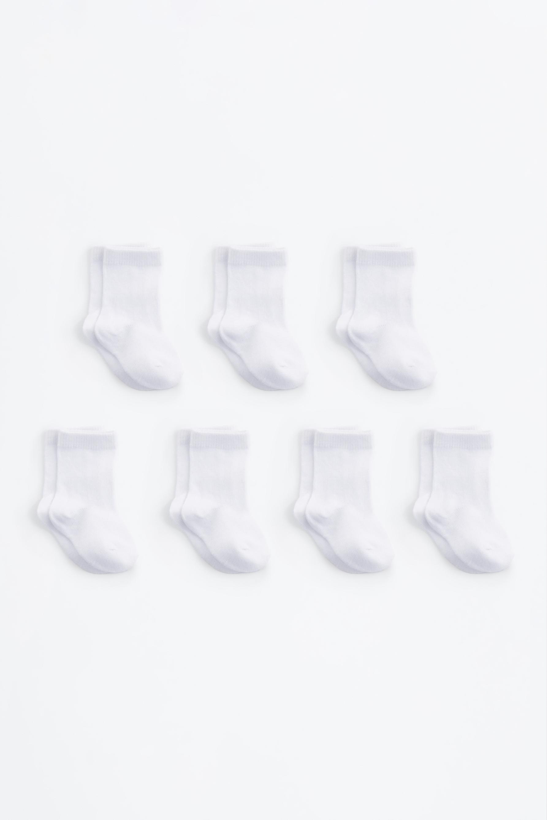 Color block long socks (Pack 7) — WHITE