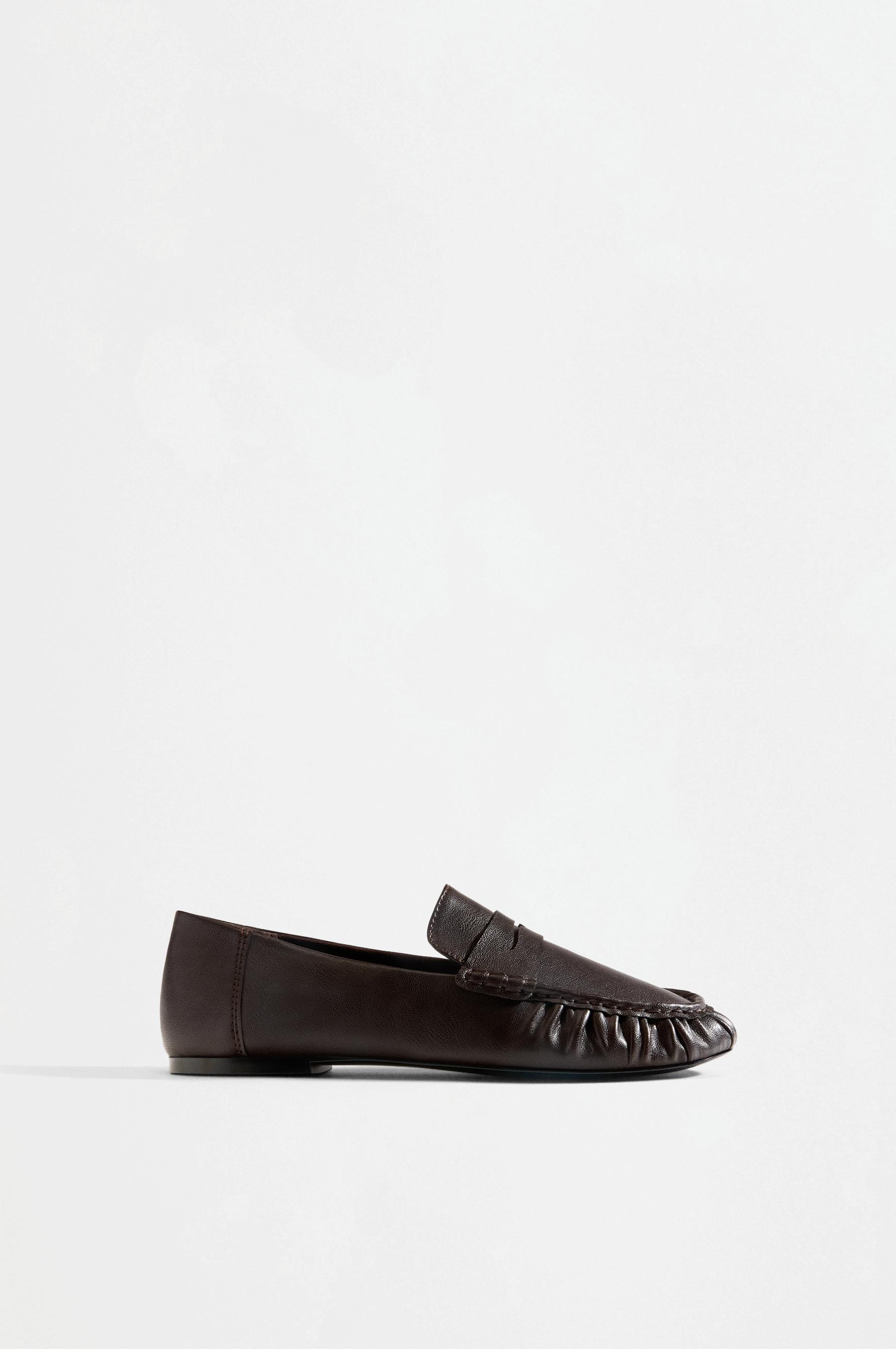 Gathered loafers — BROWN