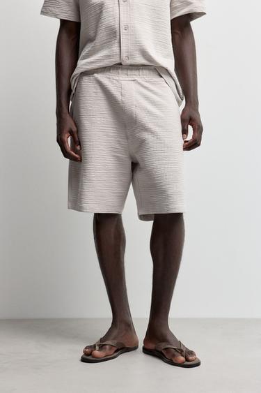 Seersucker Bermuda shorts — IVORY 2