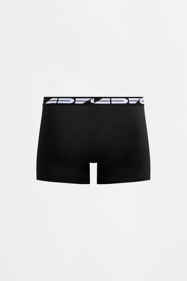 3-pack of sporty slogan long boxers — BLACK/BLUE 8