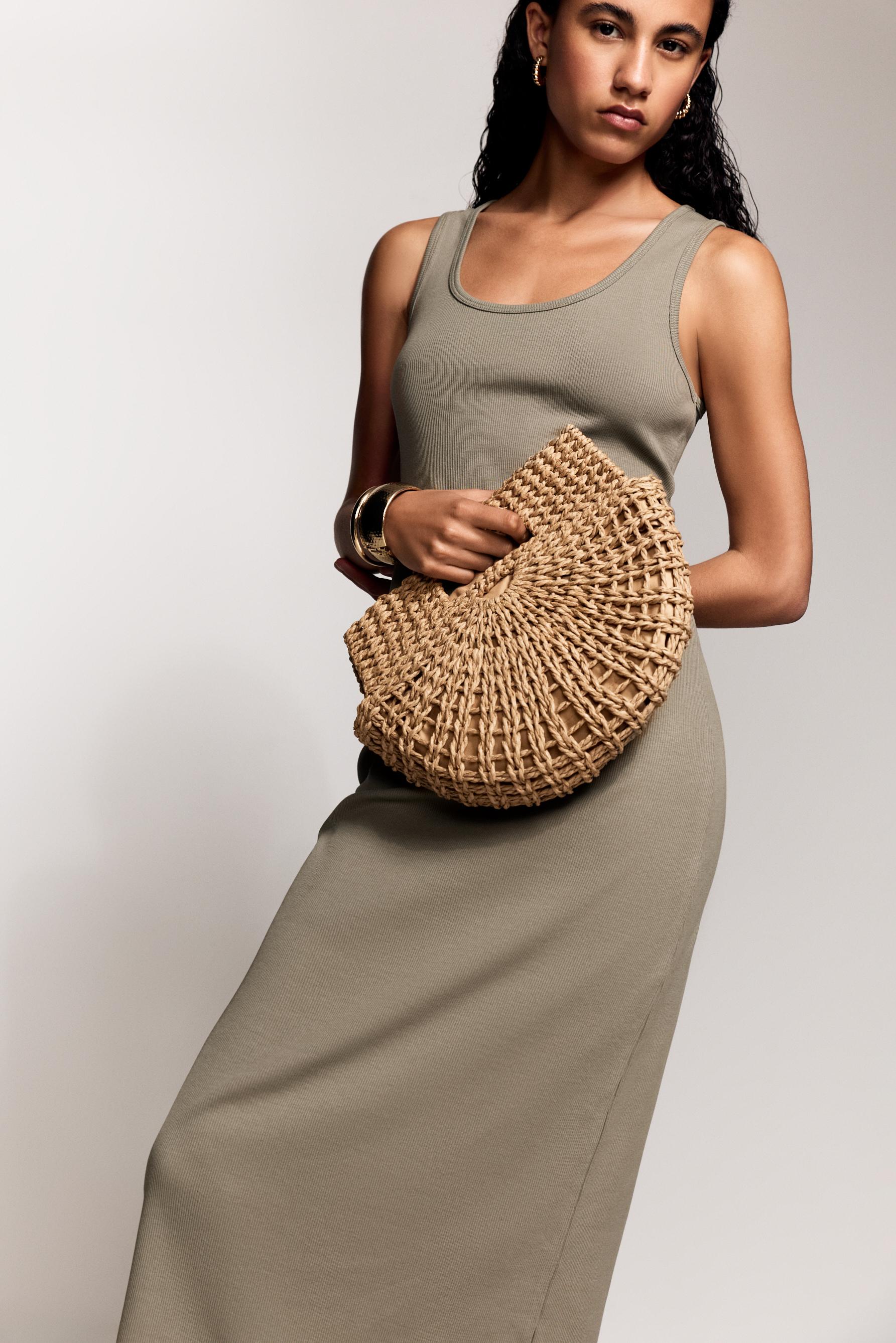 Ribbed midi dress — PALE KHAKI