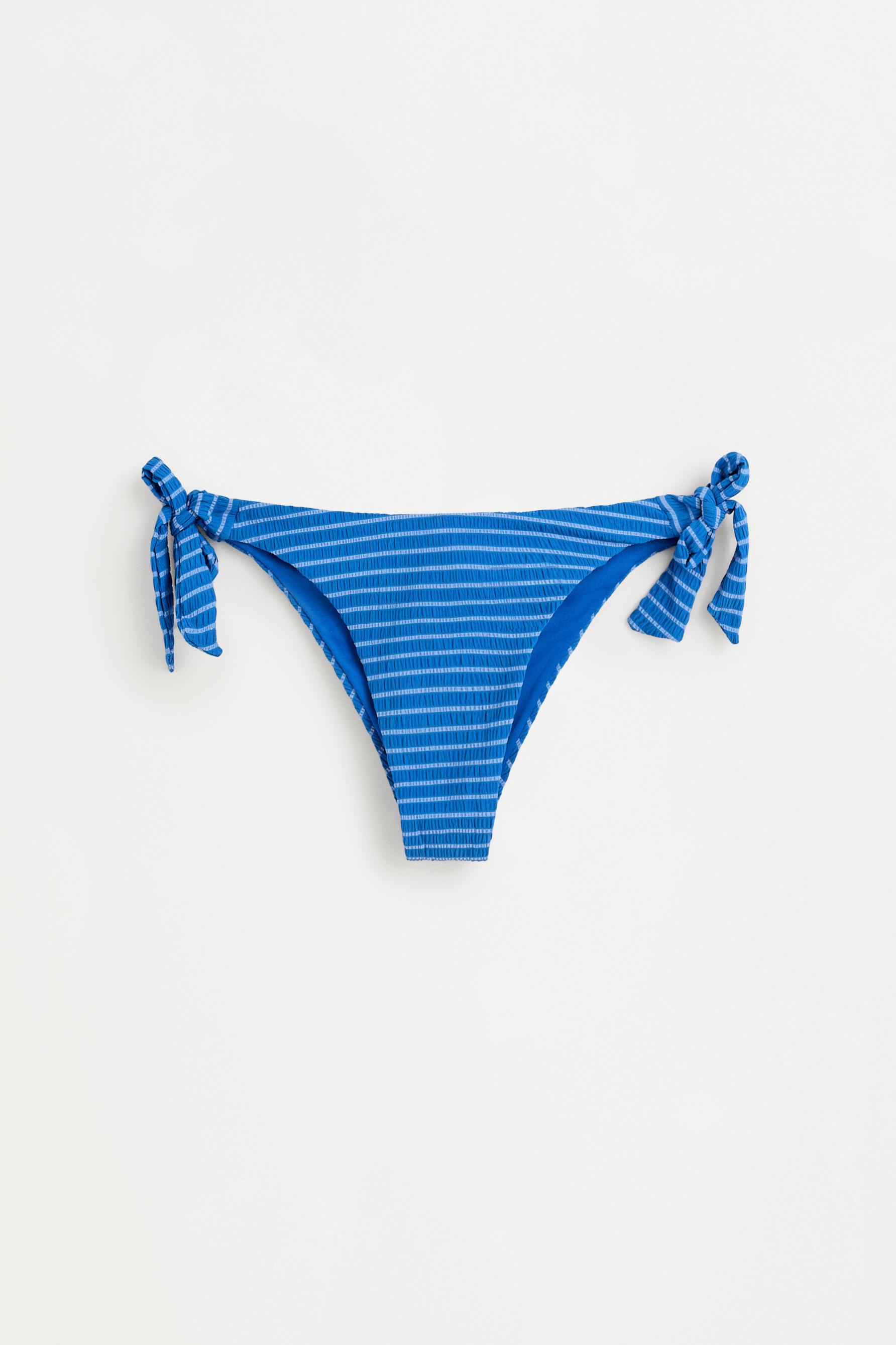 Women's | Beige striped bikini bottoms — BLUE