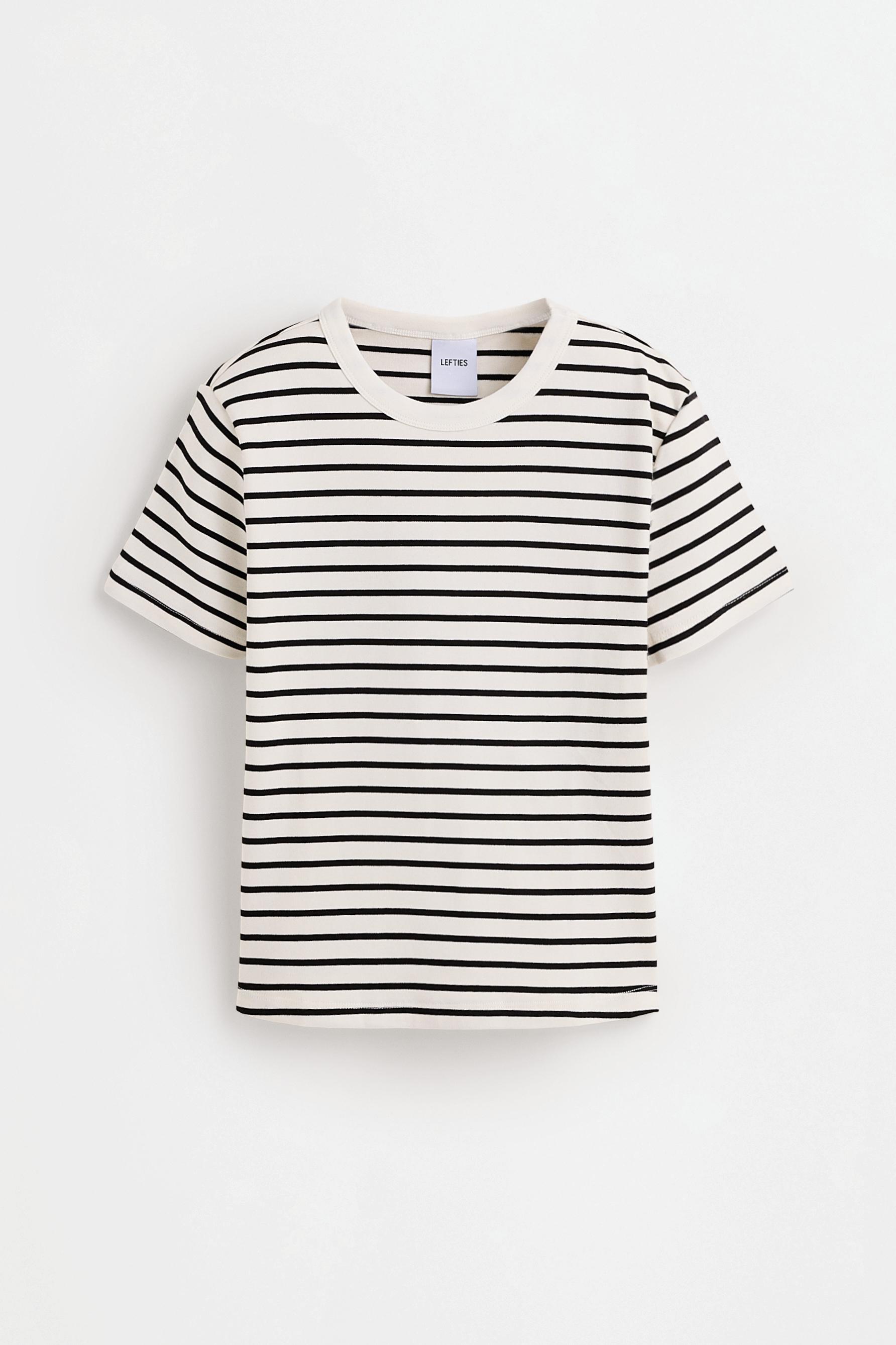Striped interlock T-shirt — WHITE/BLACK