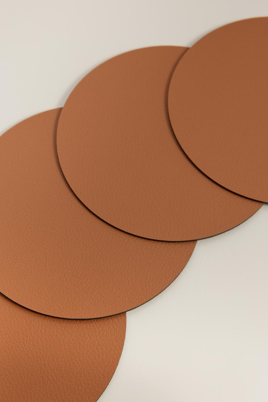 Pack of 4 leather coasters 11 cm