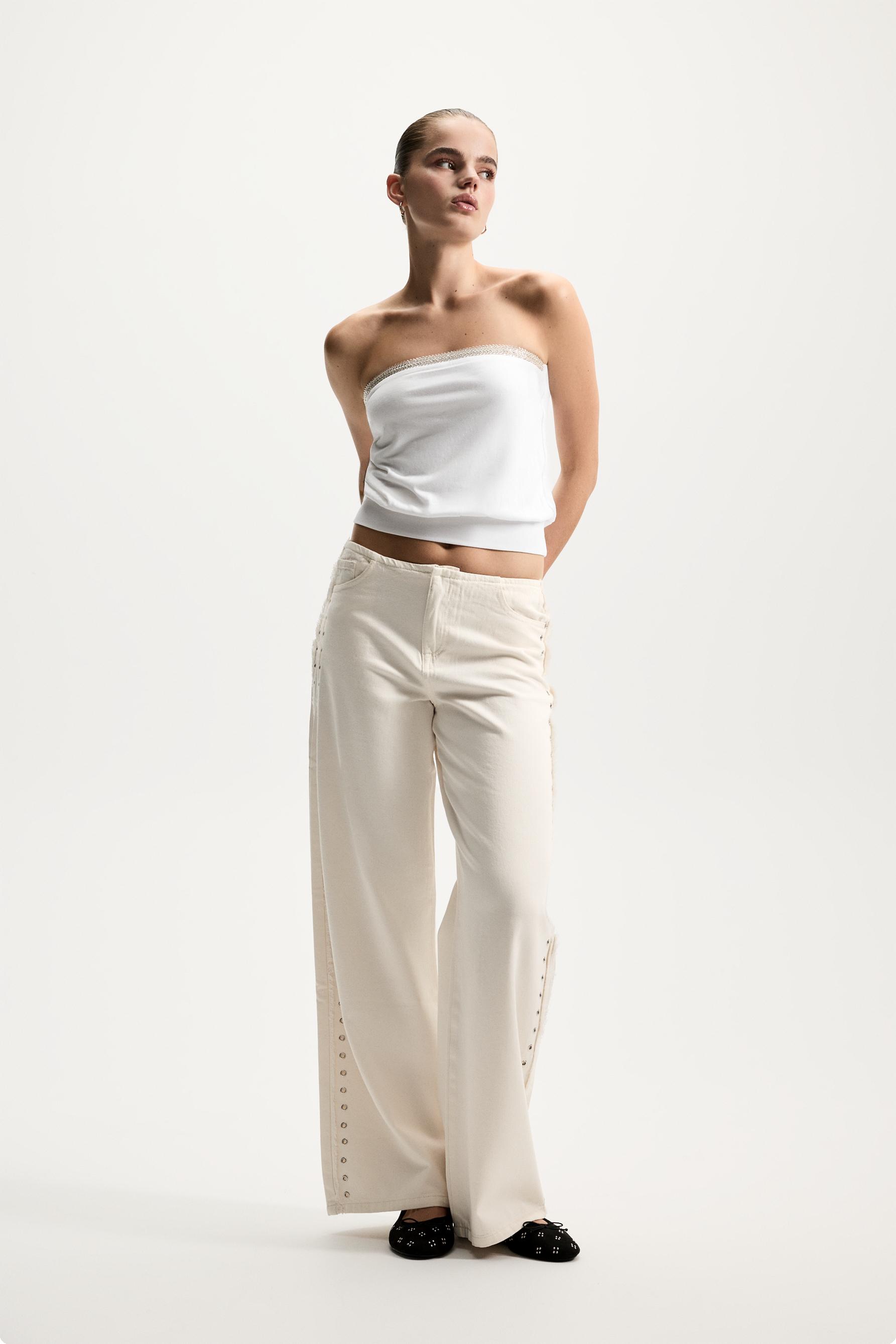 Rhinestone bandeau top — OFF WHITE