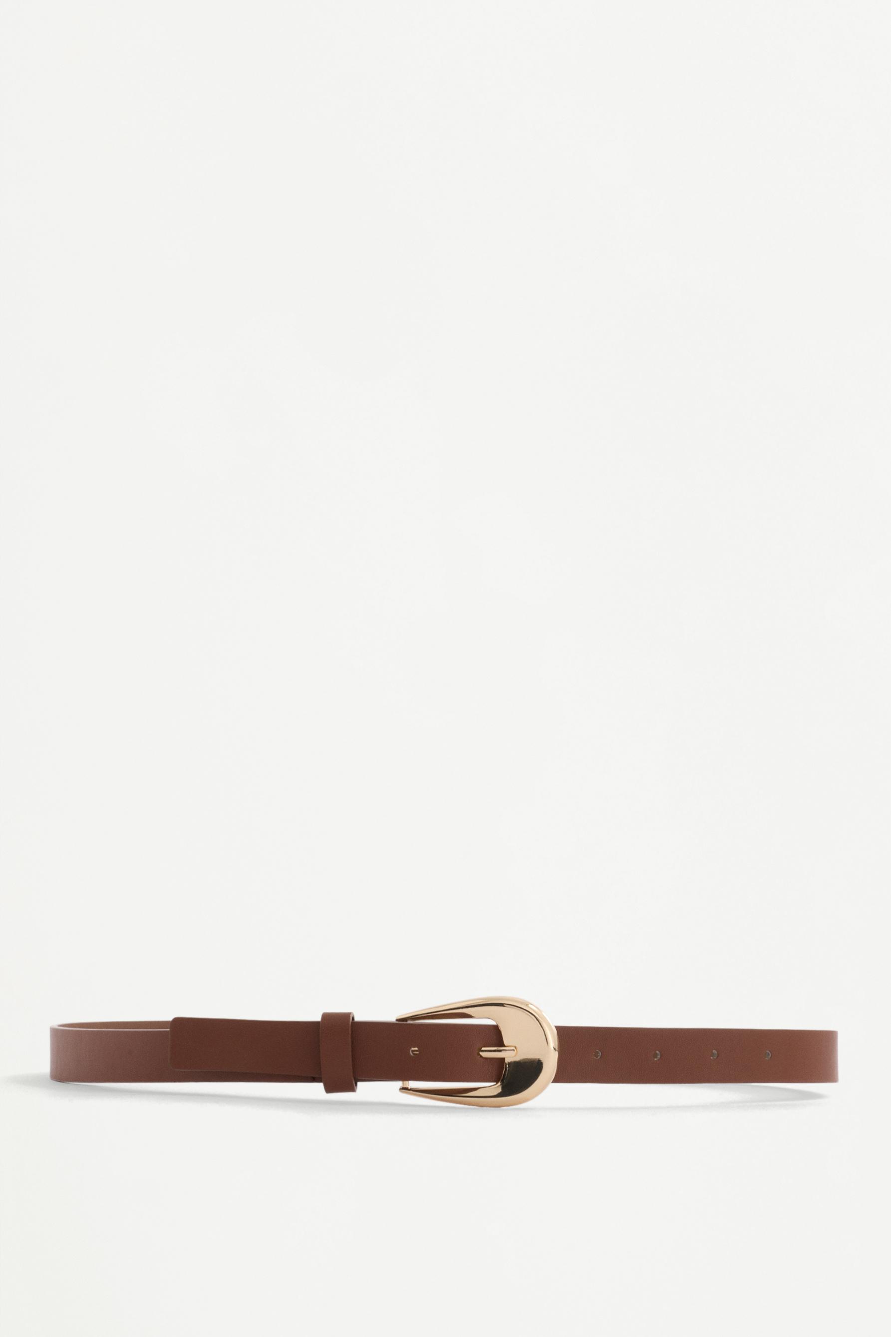 Thin oval buckle belt — BROWN