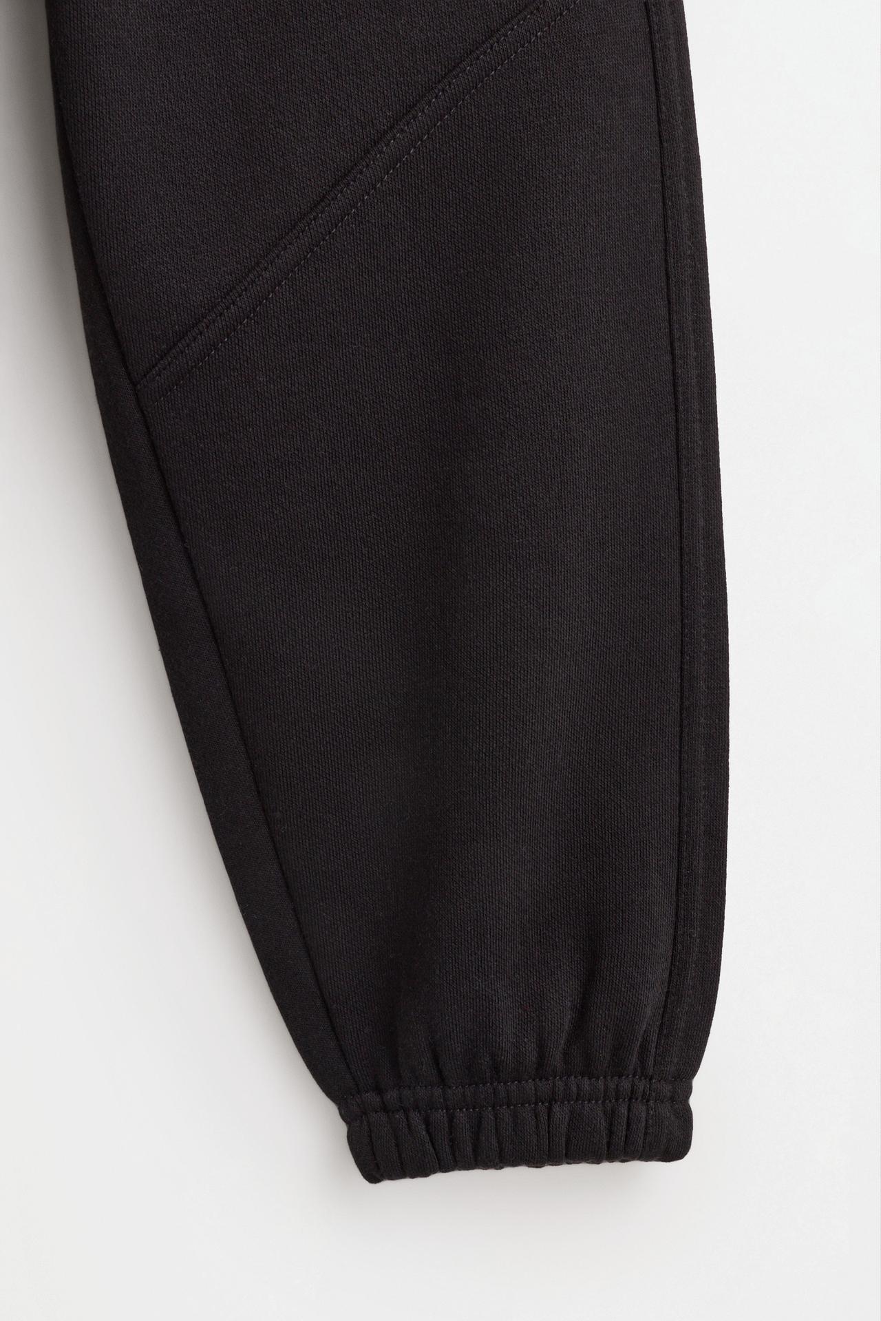 Plush trousers with knee stitching — BLACK