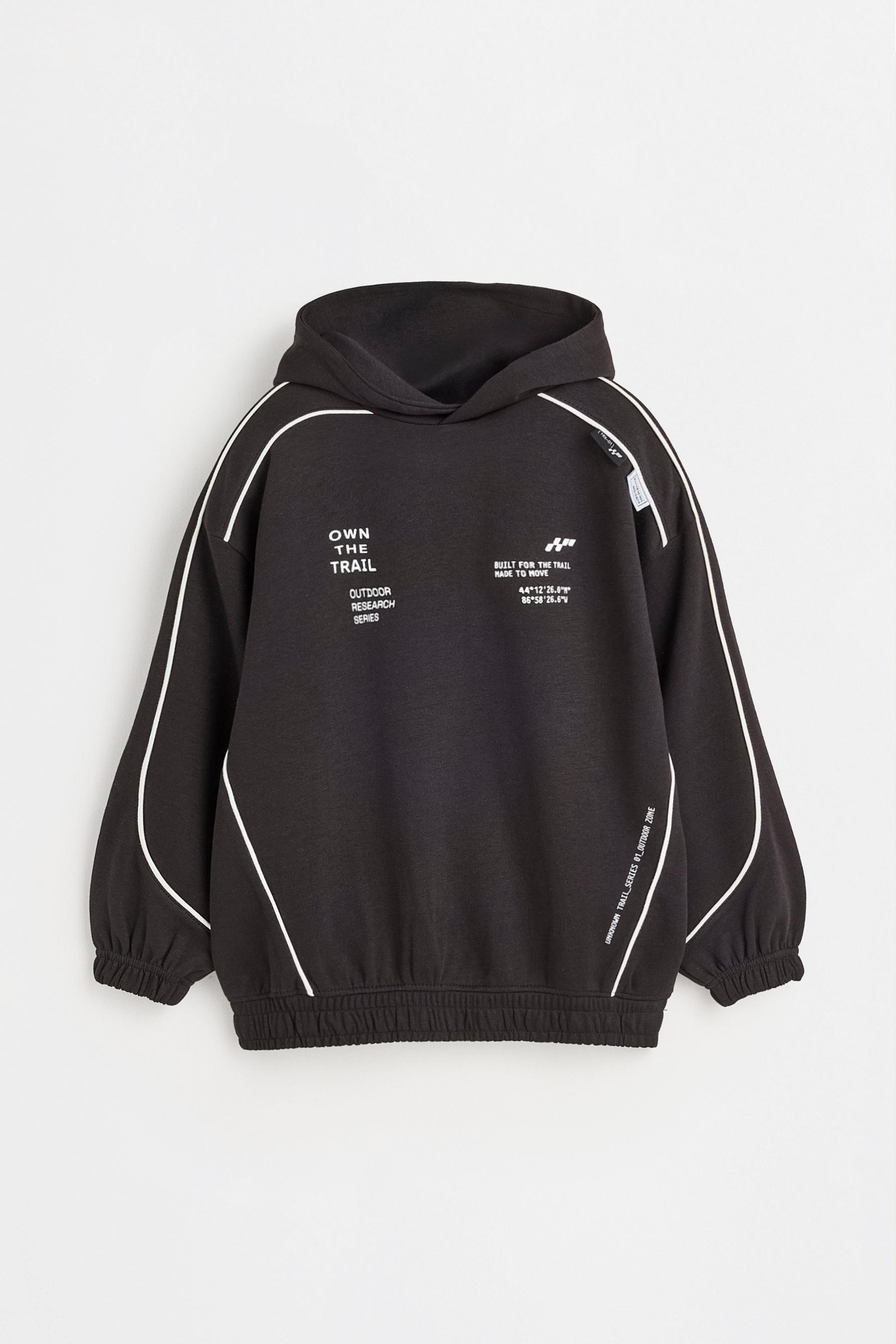 Interlock sweatshirt with trim — BLACK