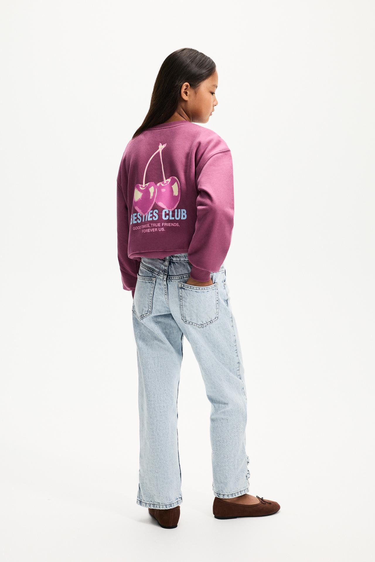 Girls' | Always Friends Suede Sweatshirt — PURPLE