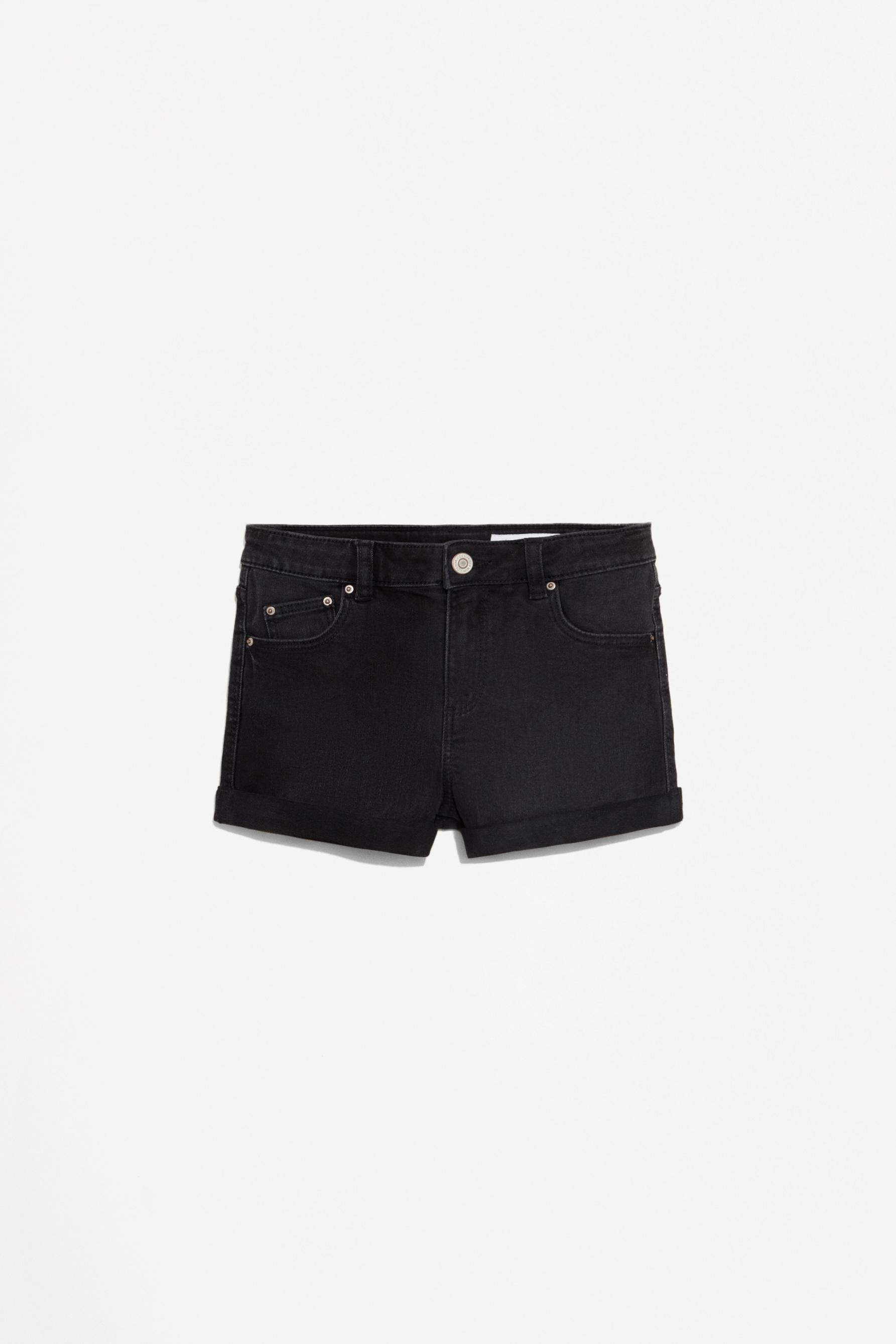 Stretch denim shorts — BLACK