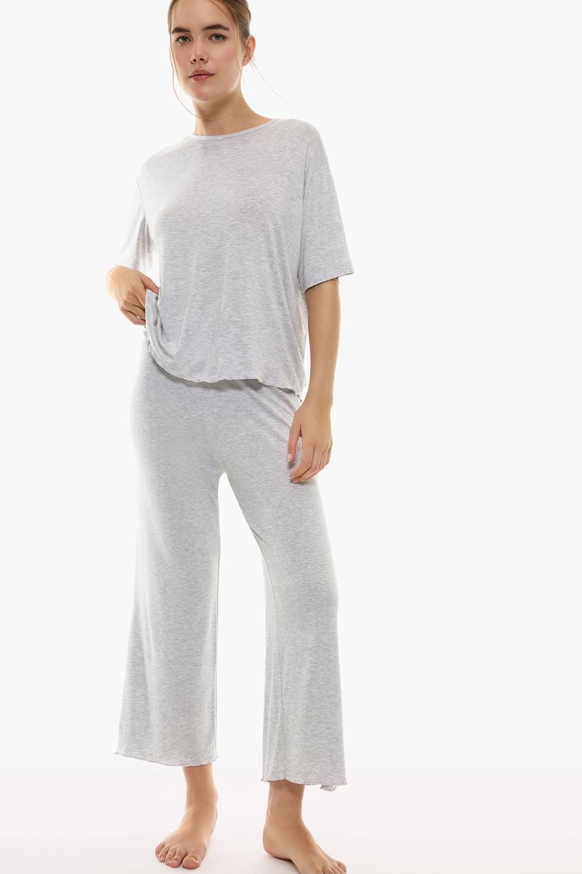 Lencería Pantalon Pijama Gris Mujer Pantalón Pijama Fluido ROPA