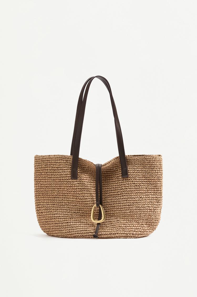 Shopper bag with detail — BEIGE