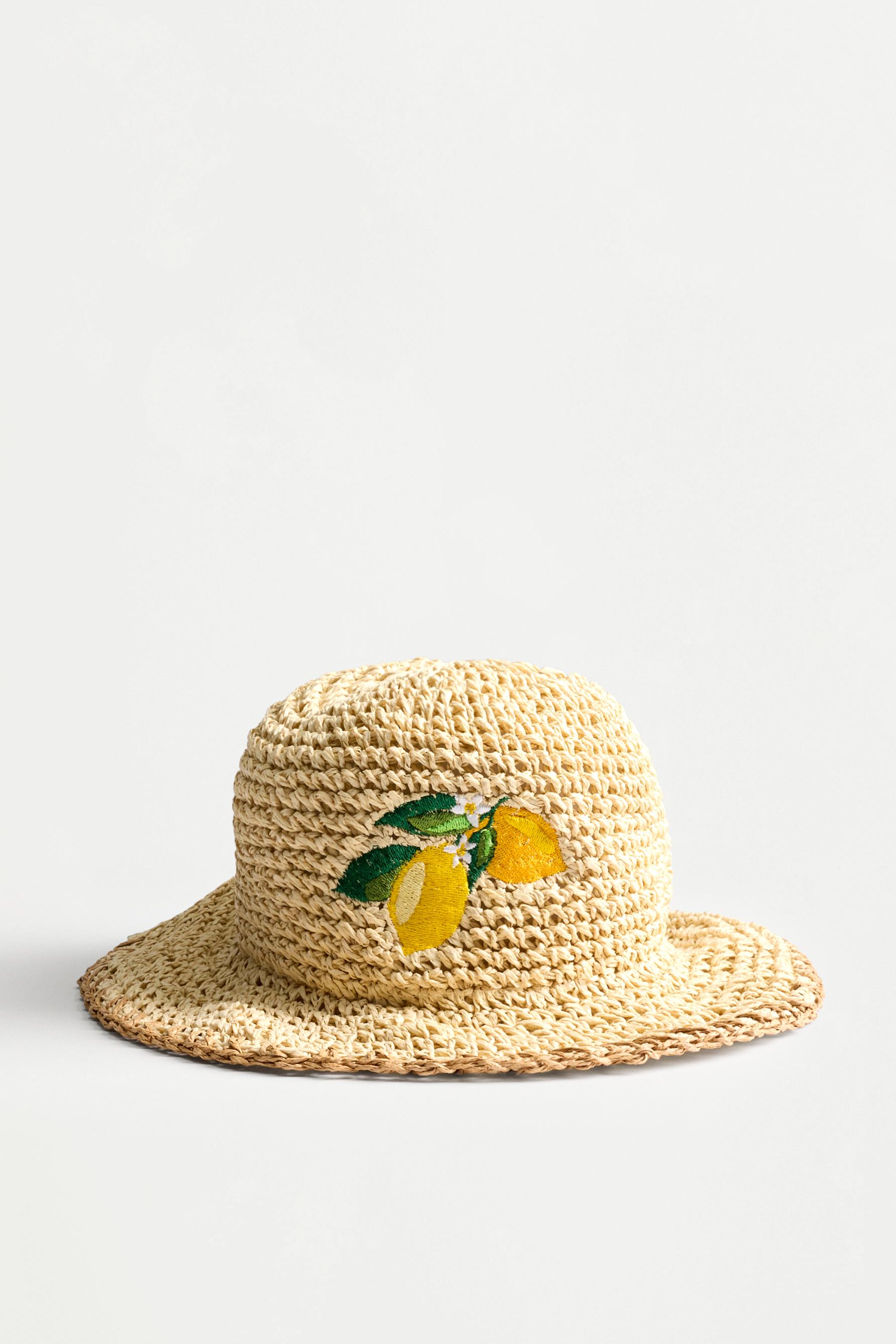 Embroidered bucket hat — BEIGE