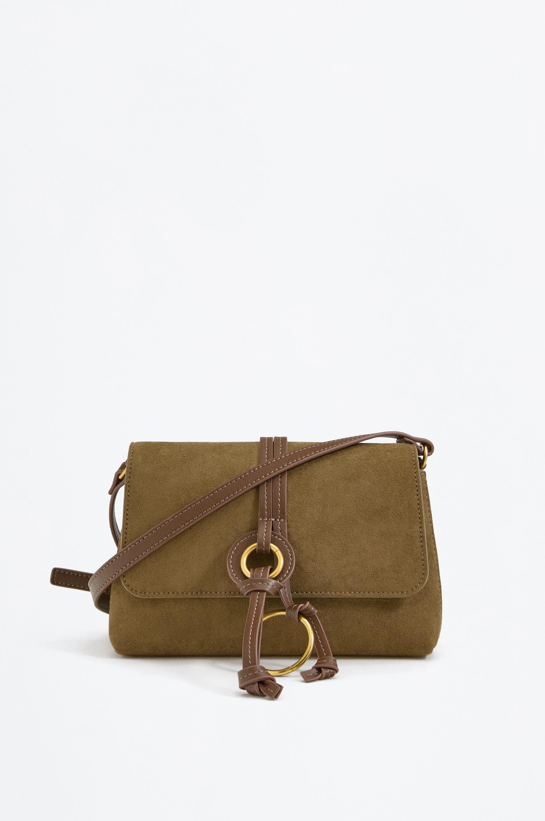 Geantă crossbody cu detaliu cu efect de piele întoarsă - Genți