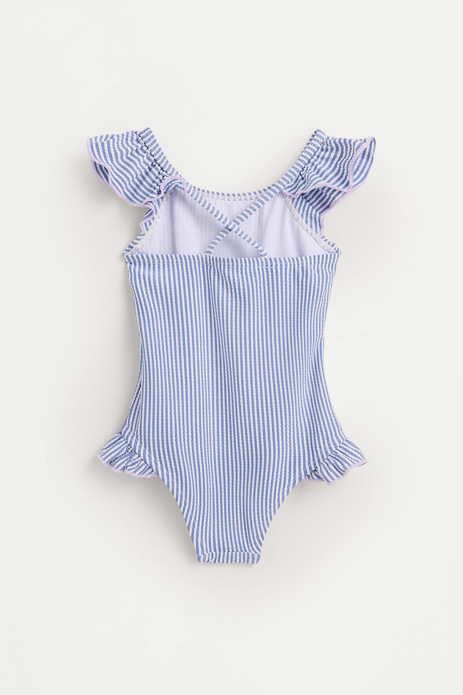 Striped ruffled swimsuit — BLUE (alternate view)