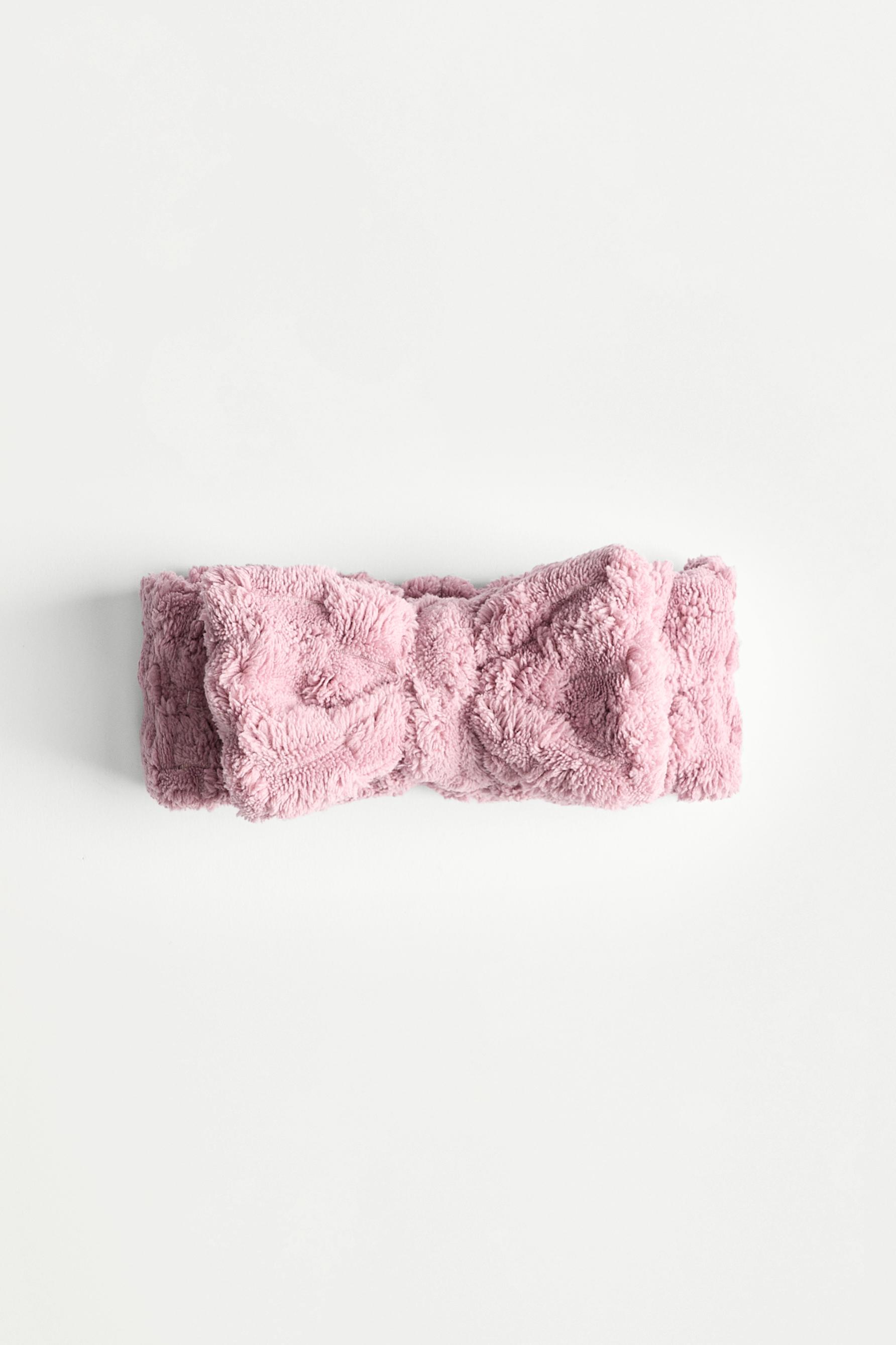 Terry bow headband — CHALK PINK