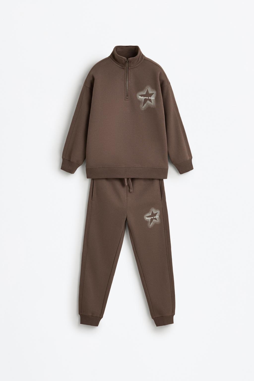 High-neck sweatshirt and plush trousers co-ord