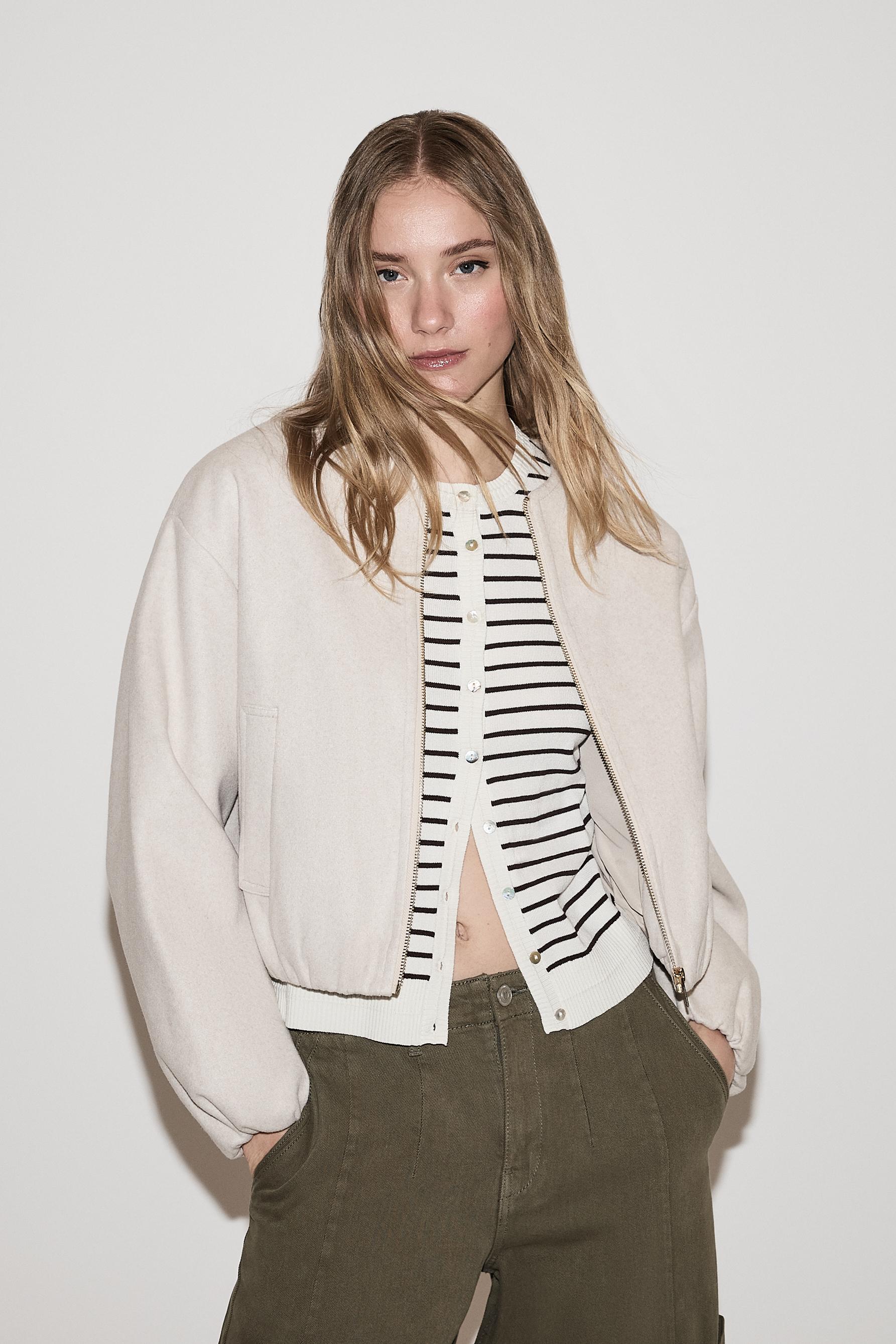 Felt bomber jacket — SAND