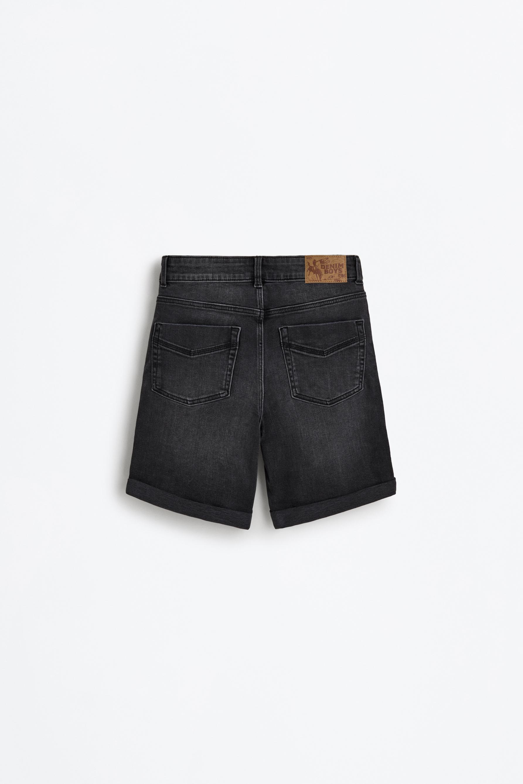 Slim comfort denim Bermuda shorts — BLACK