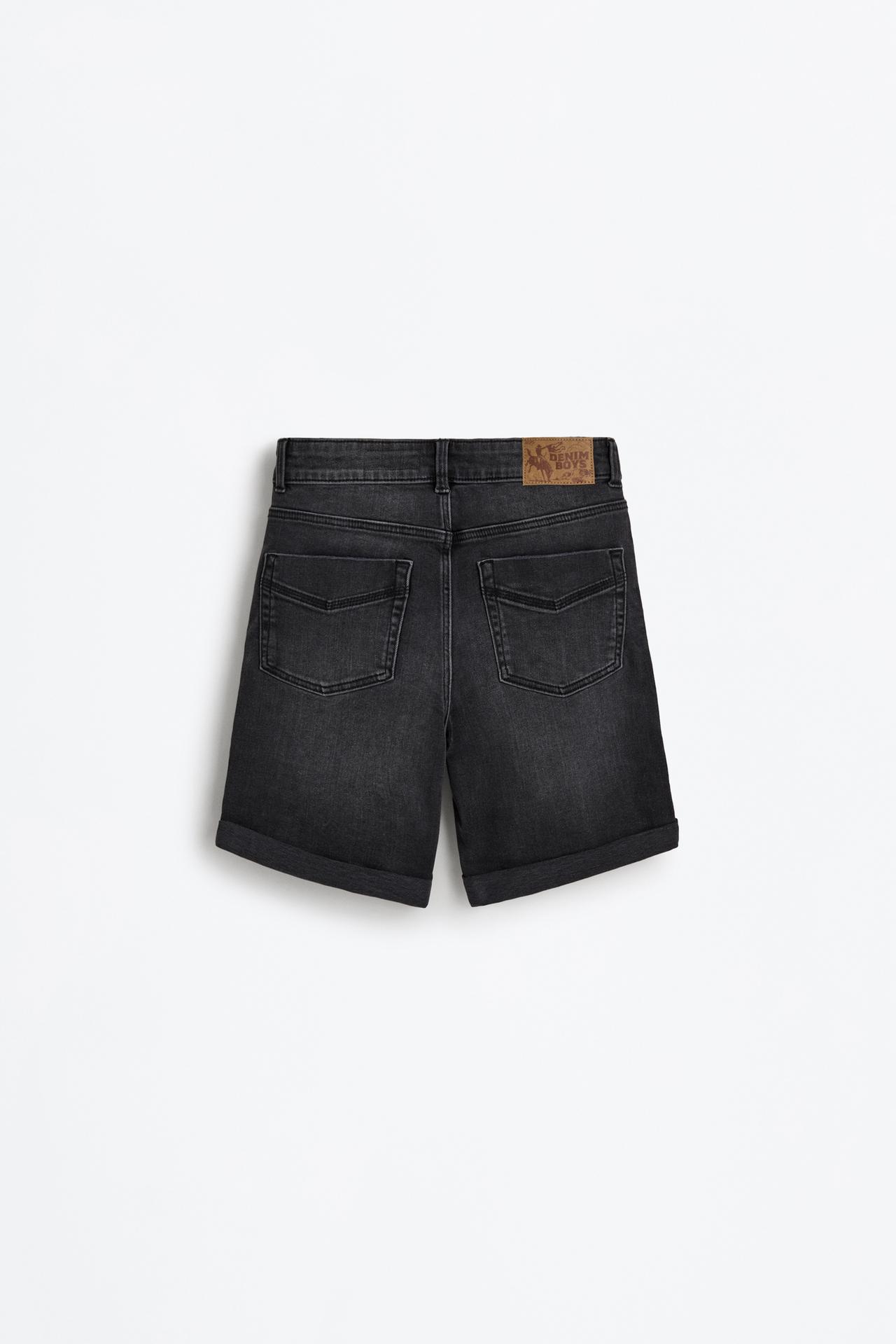 Slim comfort denim Bermuda shorts — BLACK