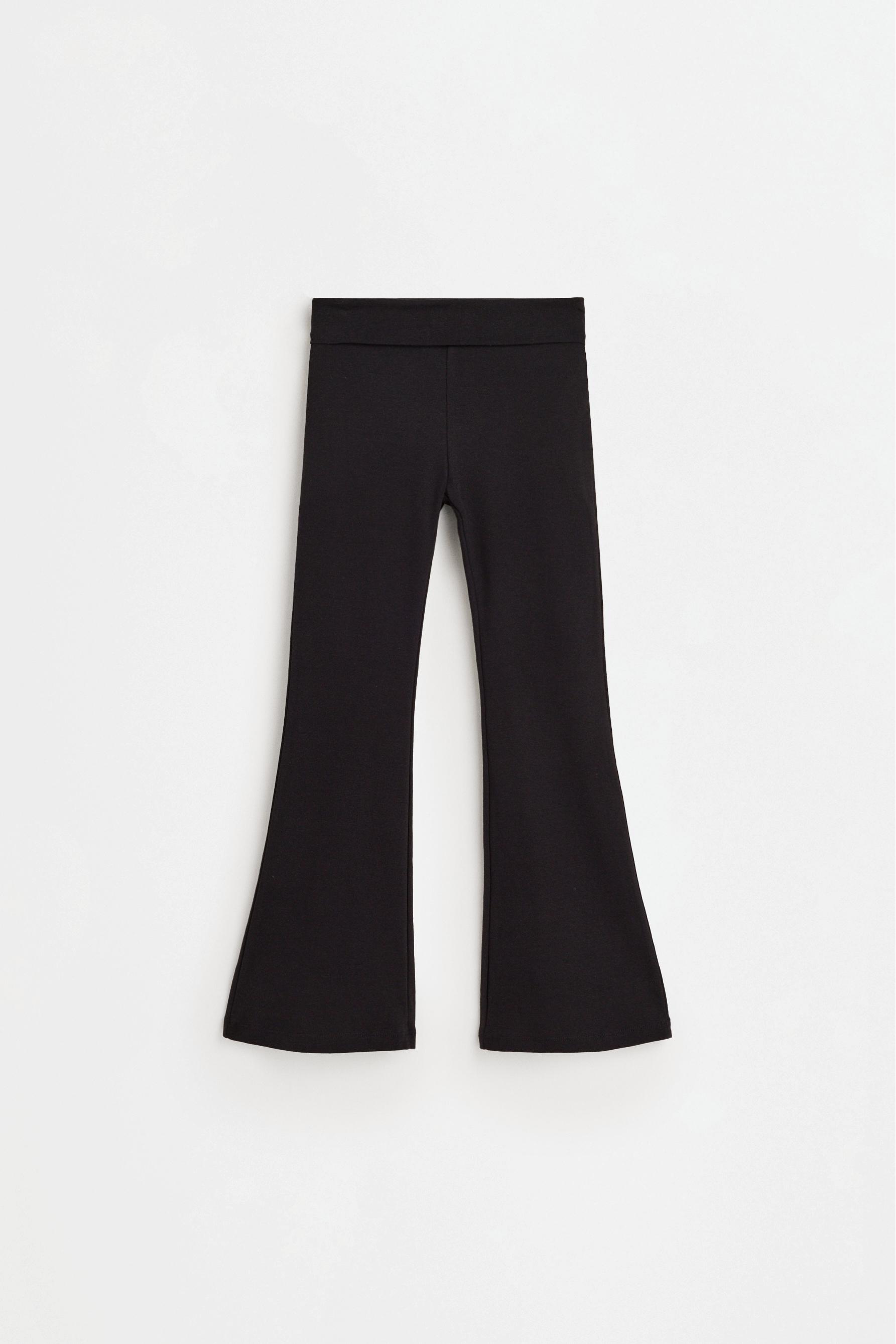 Bell bottom leggings with fold-over waist — BLACK