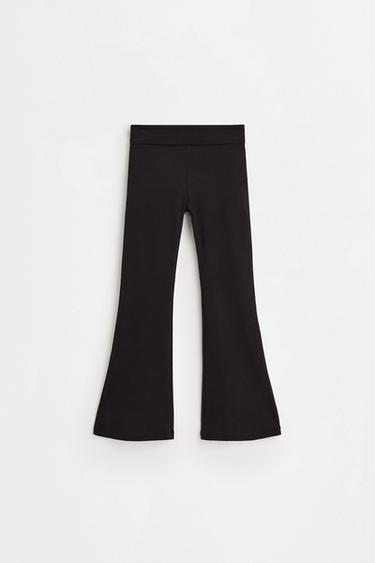 Bell bottom leggings with fold-over waist — BLACK 2