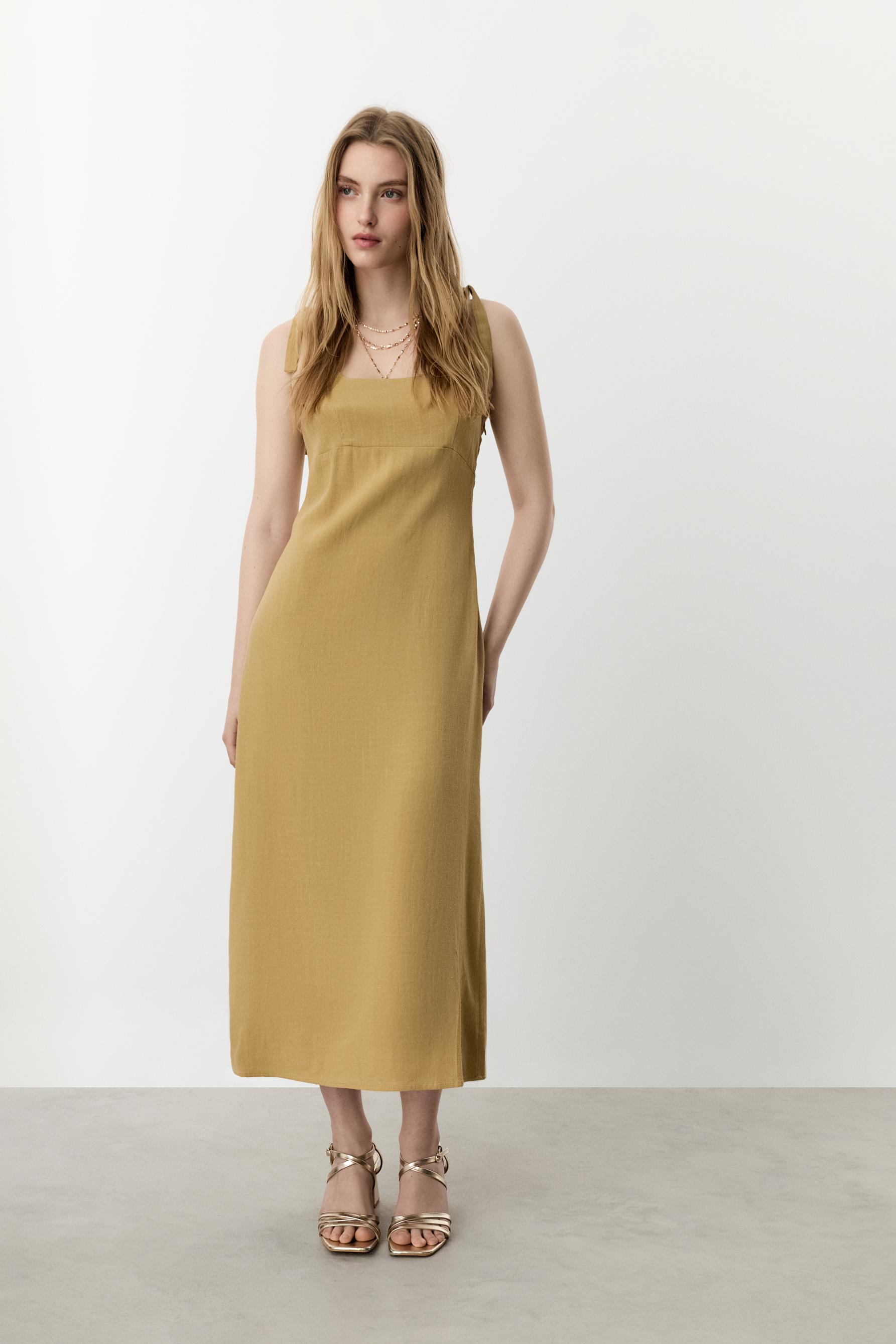 Vestido midi rústico