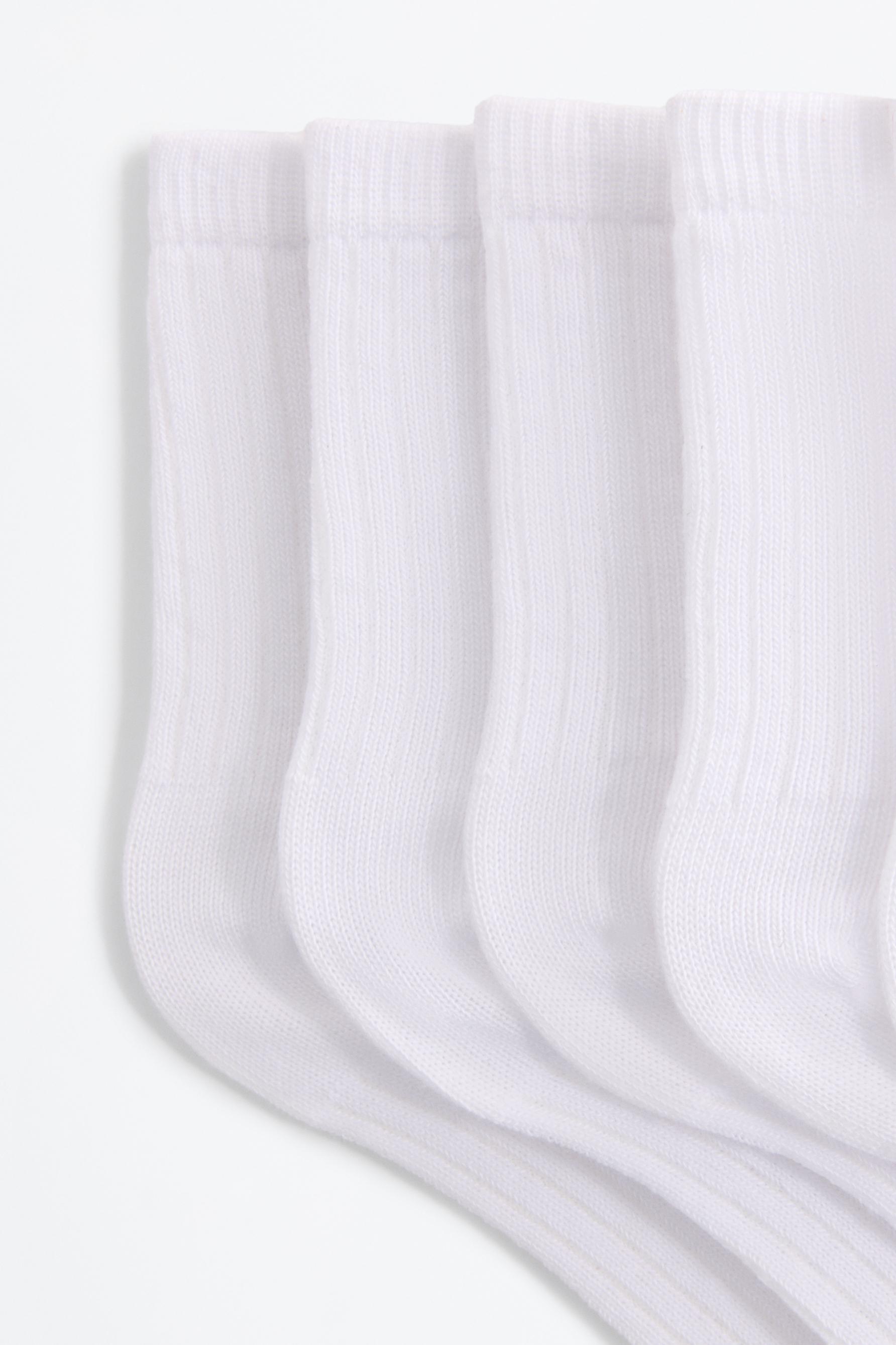 Ribbed short socks (Pack 10) — WHITE