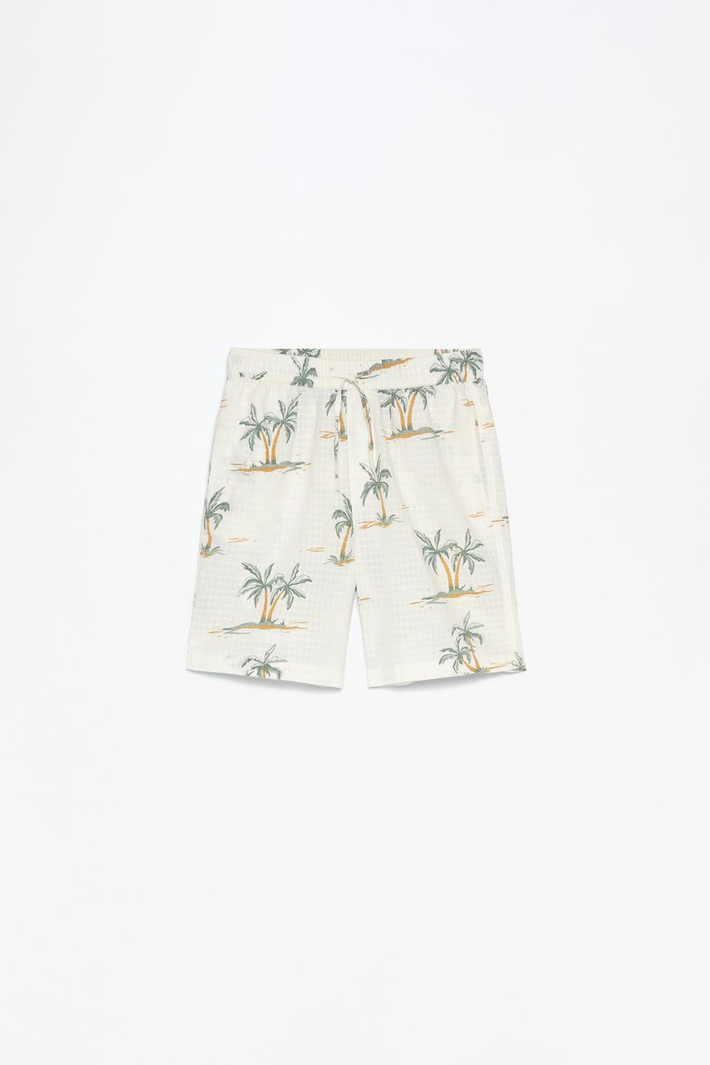 Textured Bermuda shorts with print