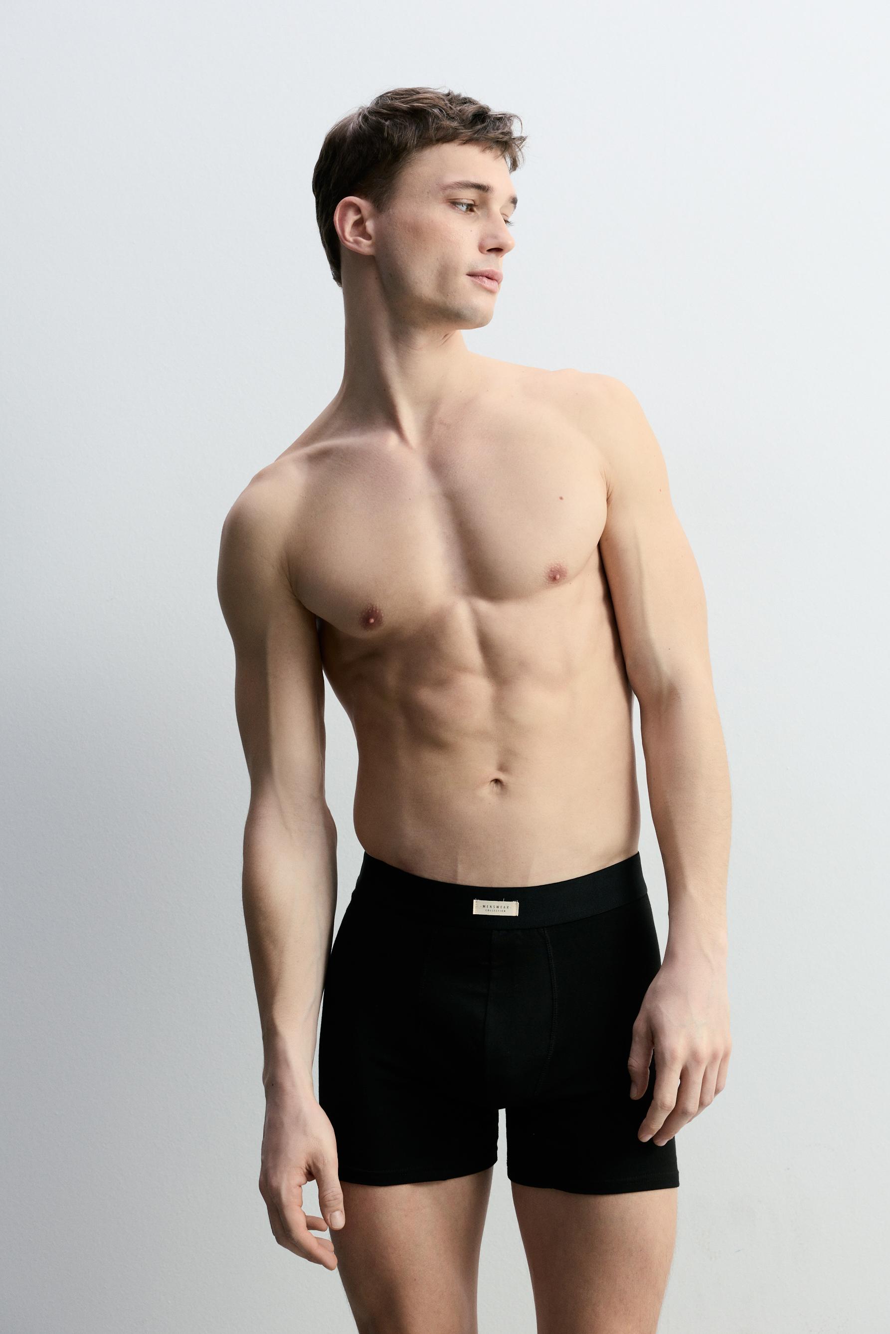 3-pack of long basic boxers — BLACK