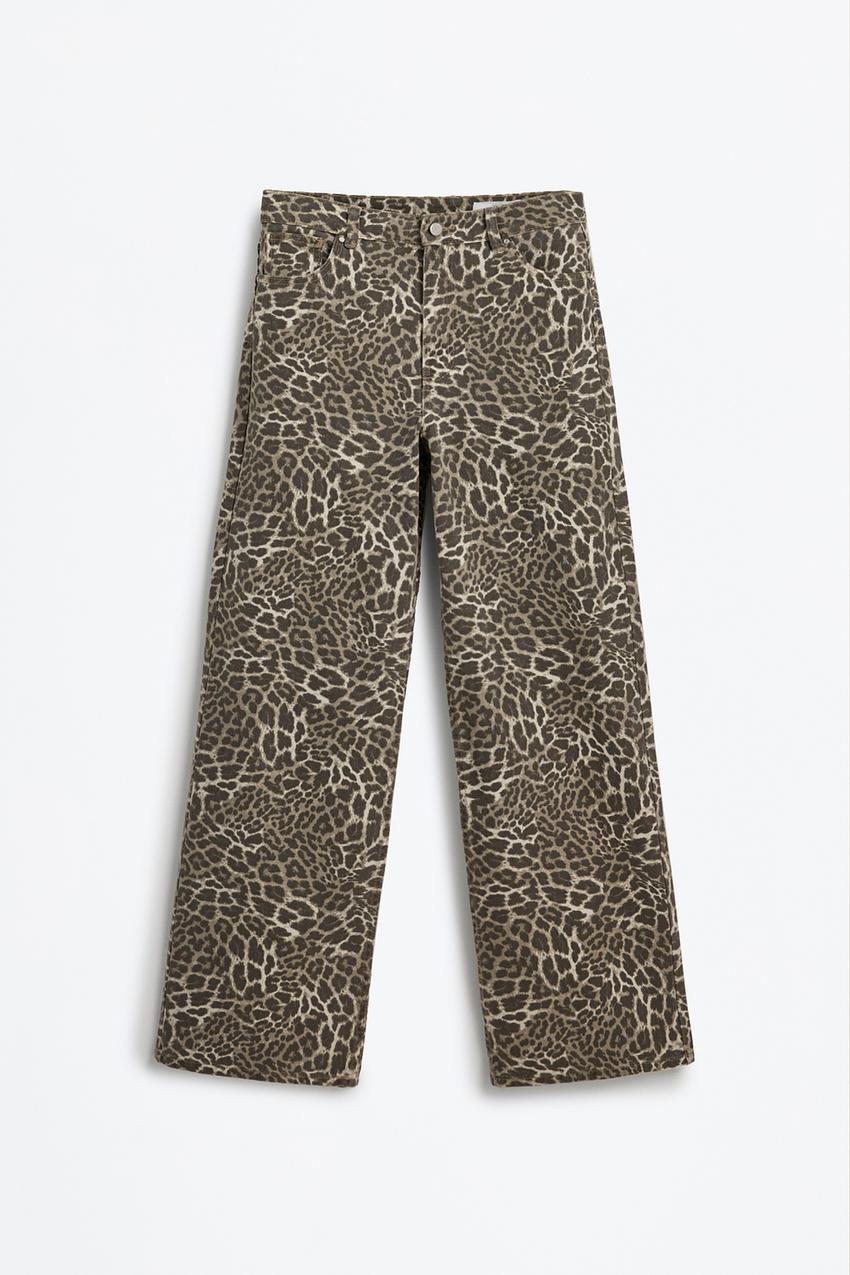 Slim fit wide-leg animal print jeans Straight Jeans CLOTHING