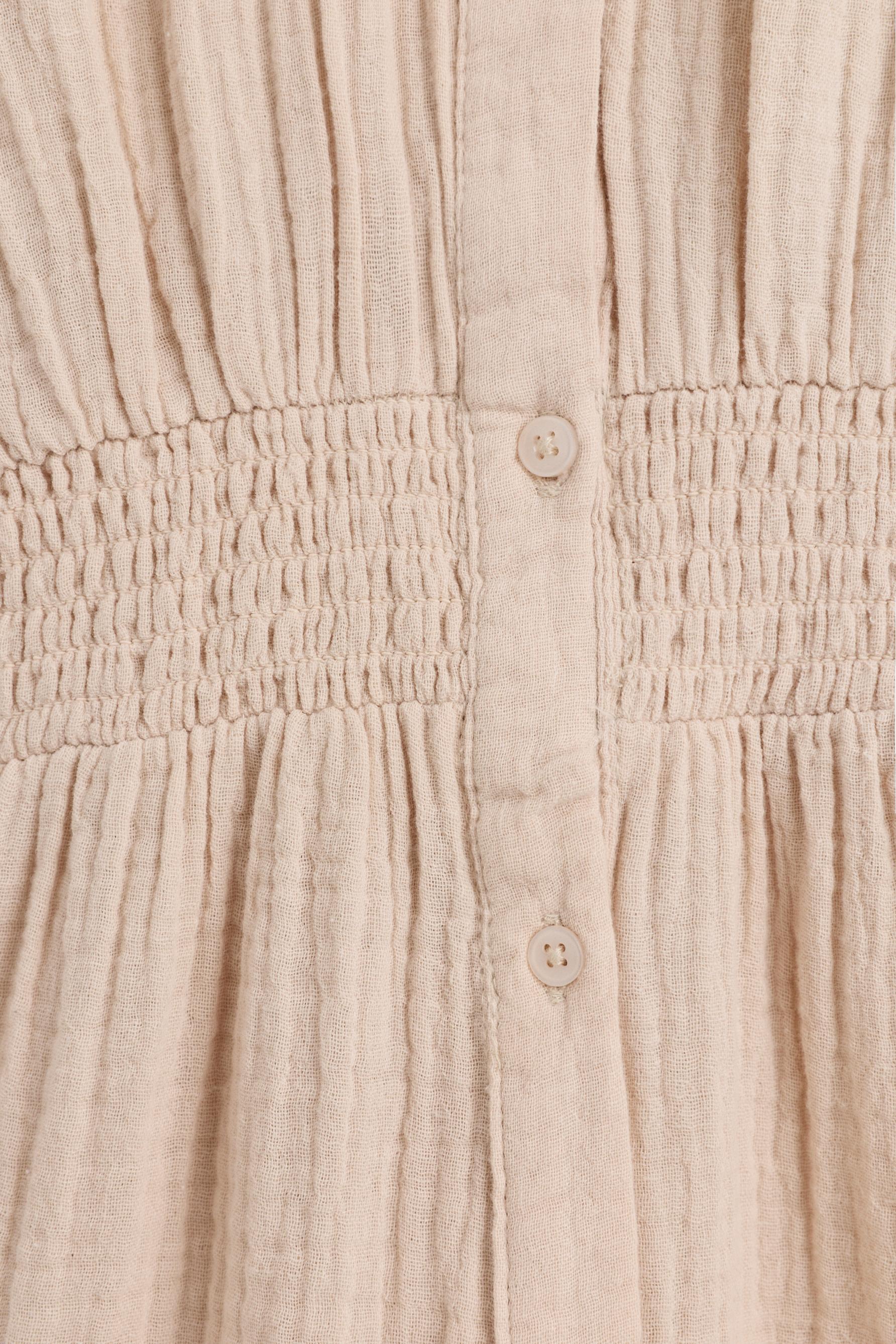 Elastic waist shirt dress — SAND