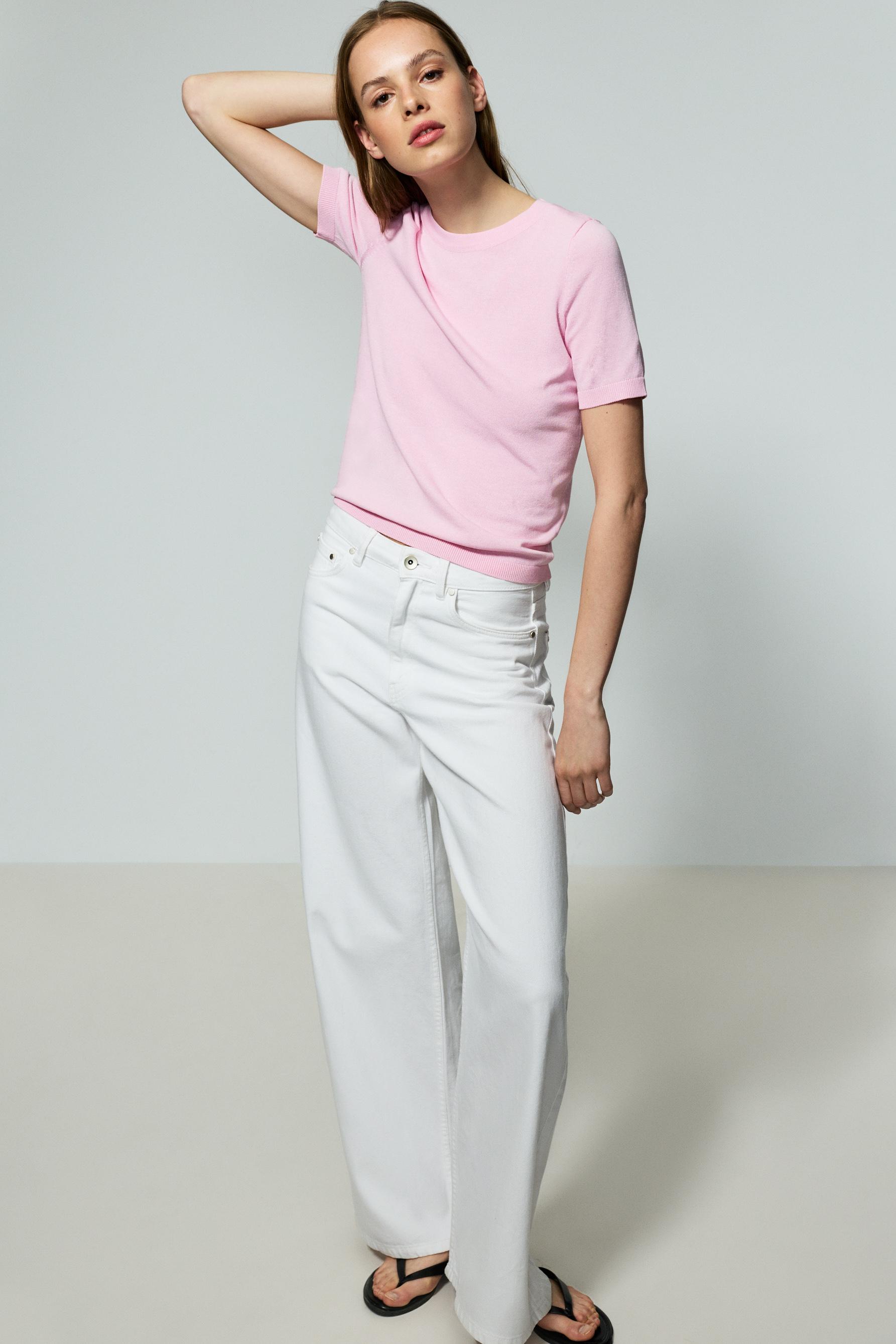 Basic knit top — PALE PINK