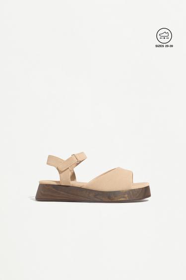 FAUX WOOD PLATFORM SANDAL — BROWN 1
