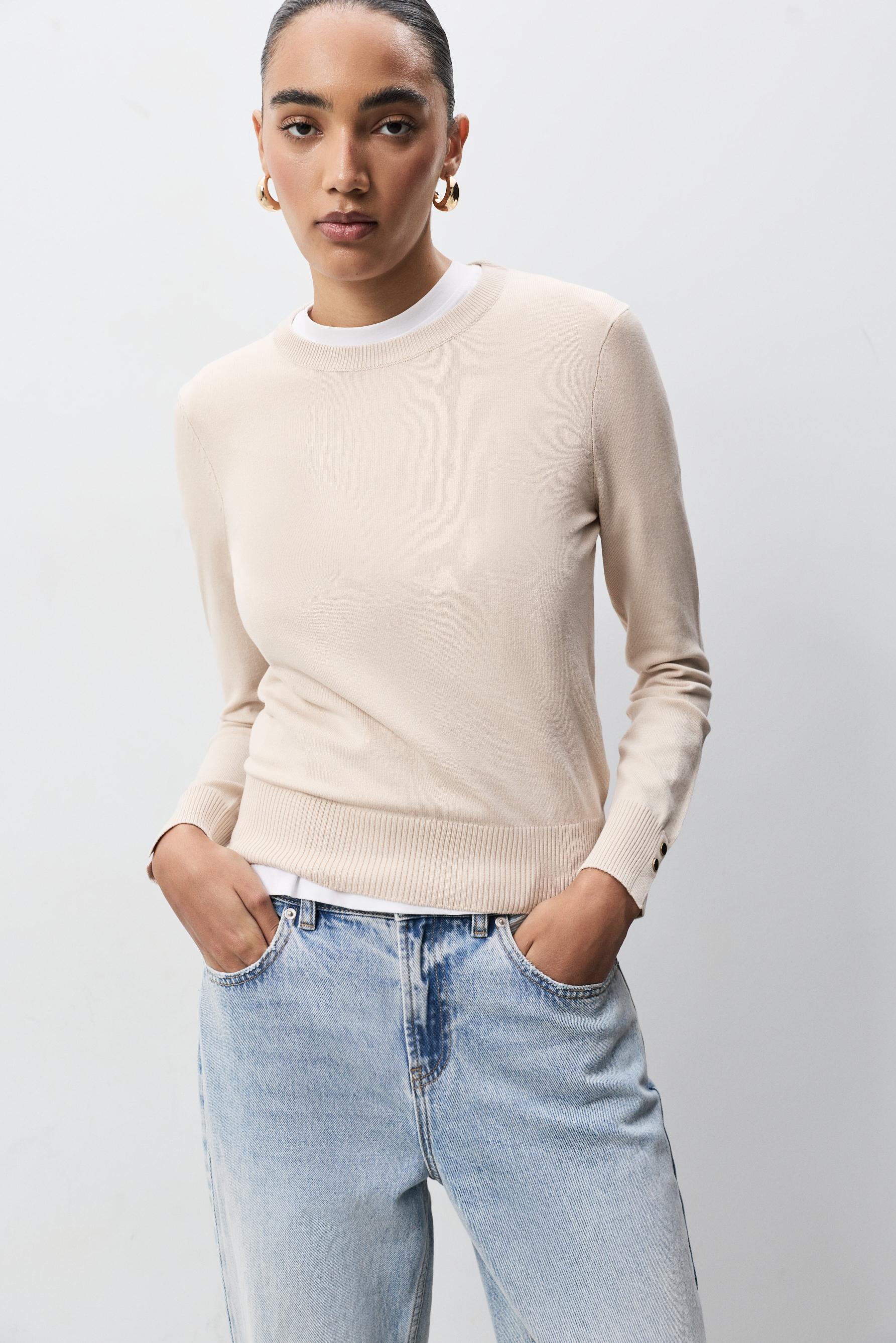 Jersey cuello redondo botones