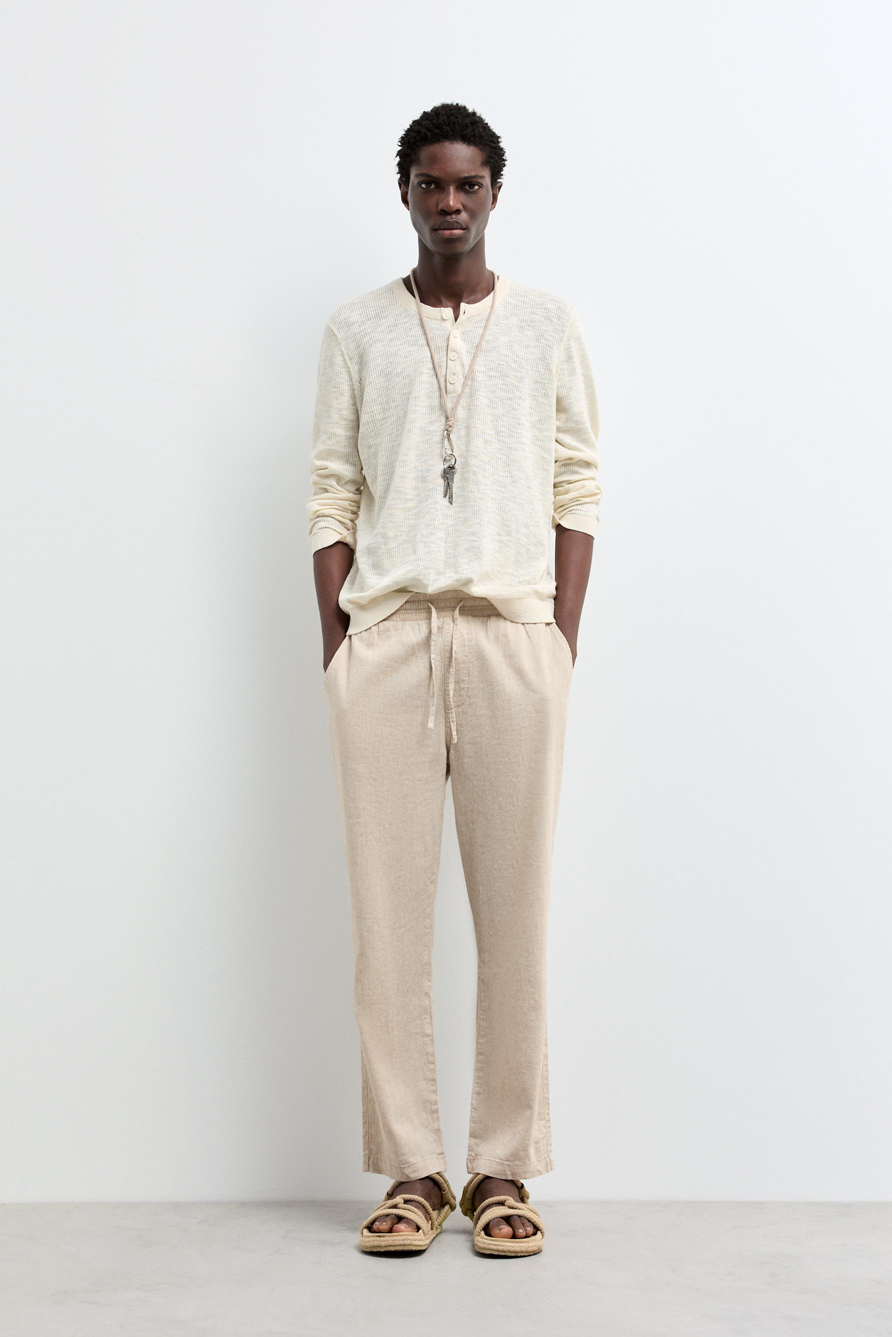 Linen-cotton jogger trousers — OFF WHITE