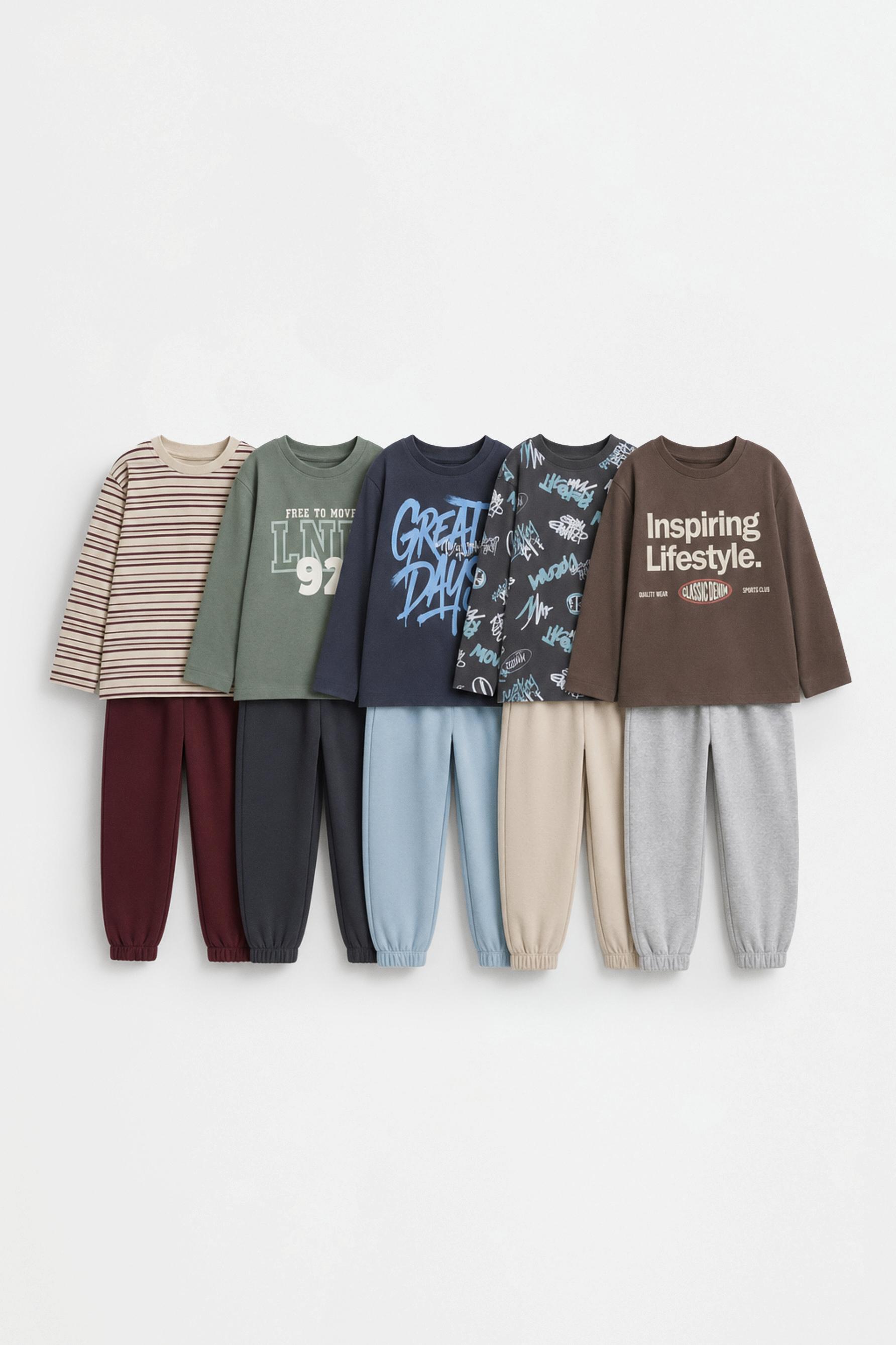 5-Pack of T-shirt and fleece pants sets — NAVY