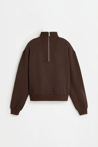 Basic quarter-zip sweatshirt — CHOCOLATE 6
