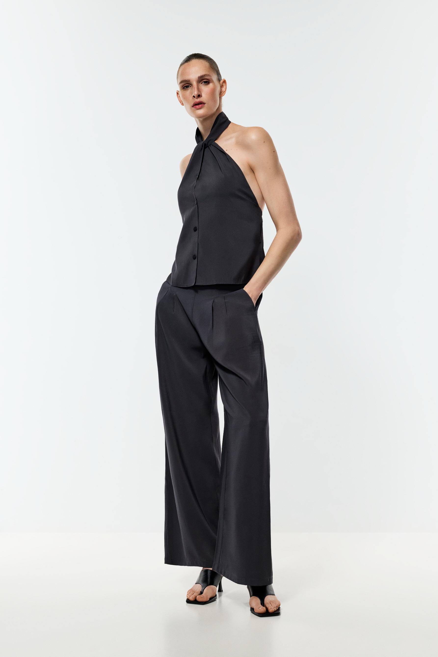 Soft halter neck top — ANTHRACITE GREY