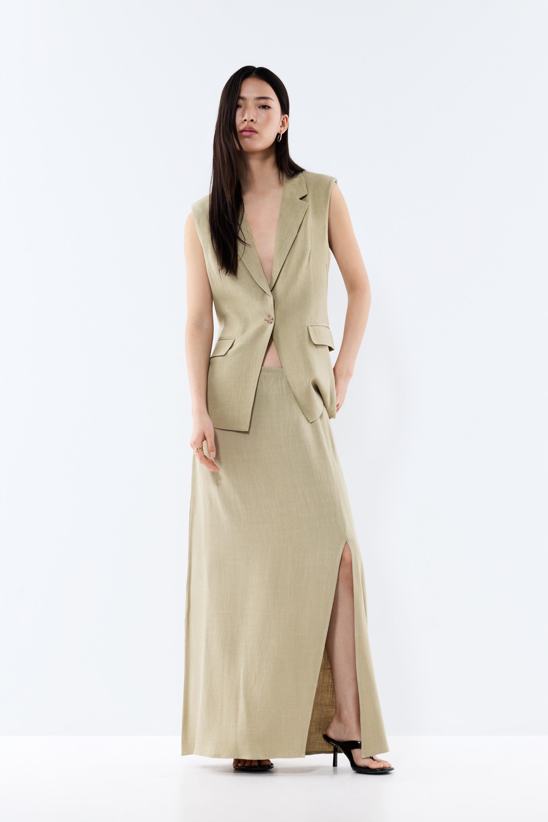 Rustic midi skirt — PALE KHAKI