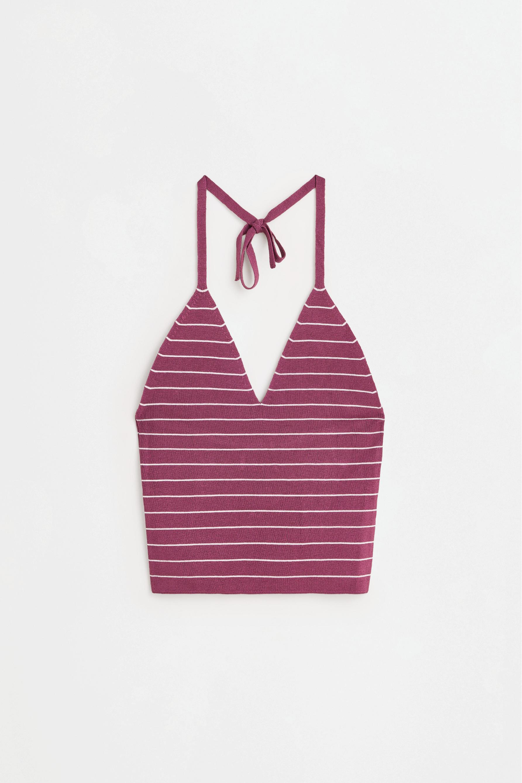 Halter knit top — STRIPED