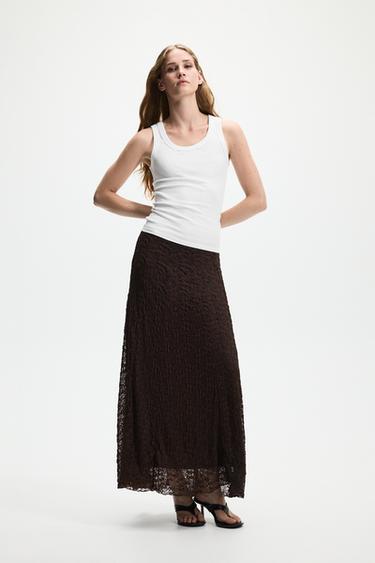 Lace midi skirt — CHOCOLATE 2
