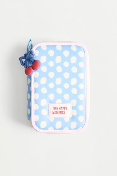 Three-compartment cherry pencil case — PASTEL PINK 1