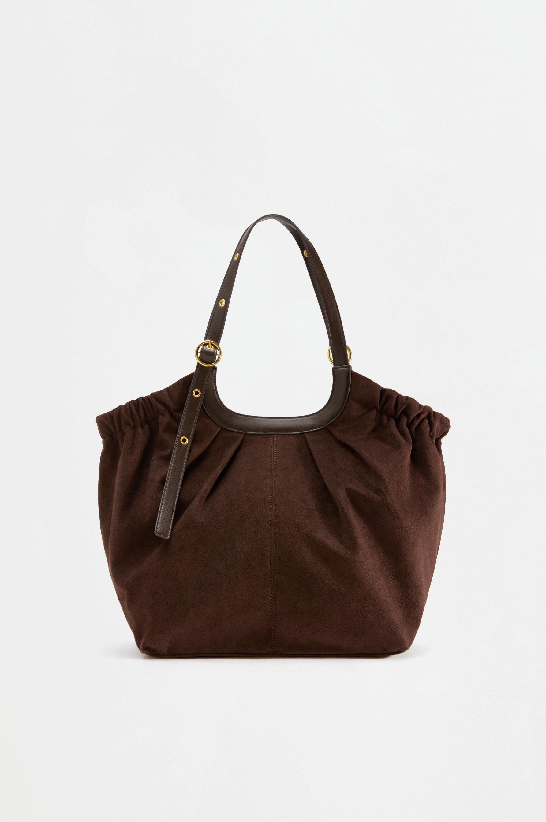 Faux suede shopper bag — BROWN