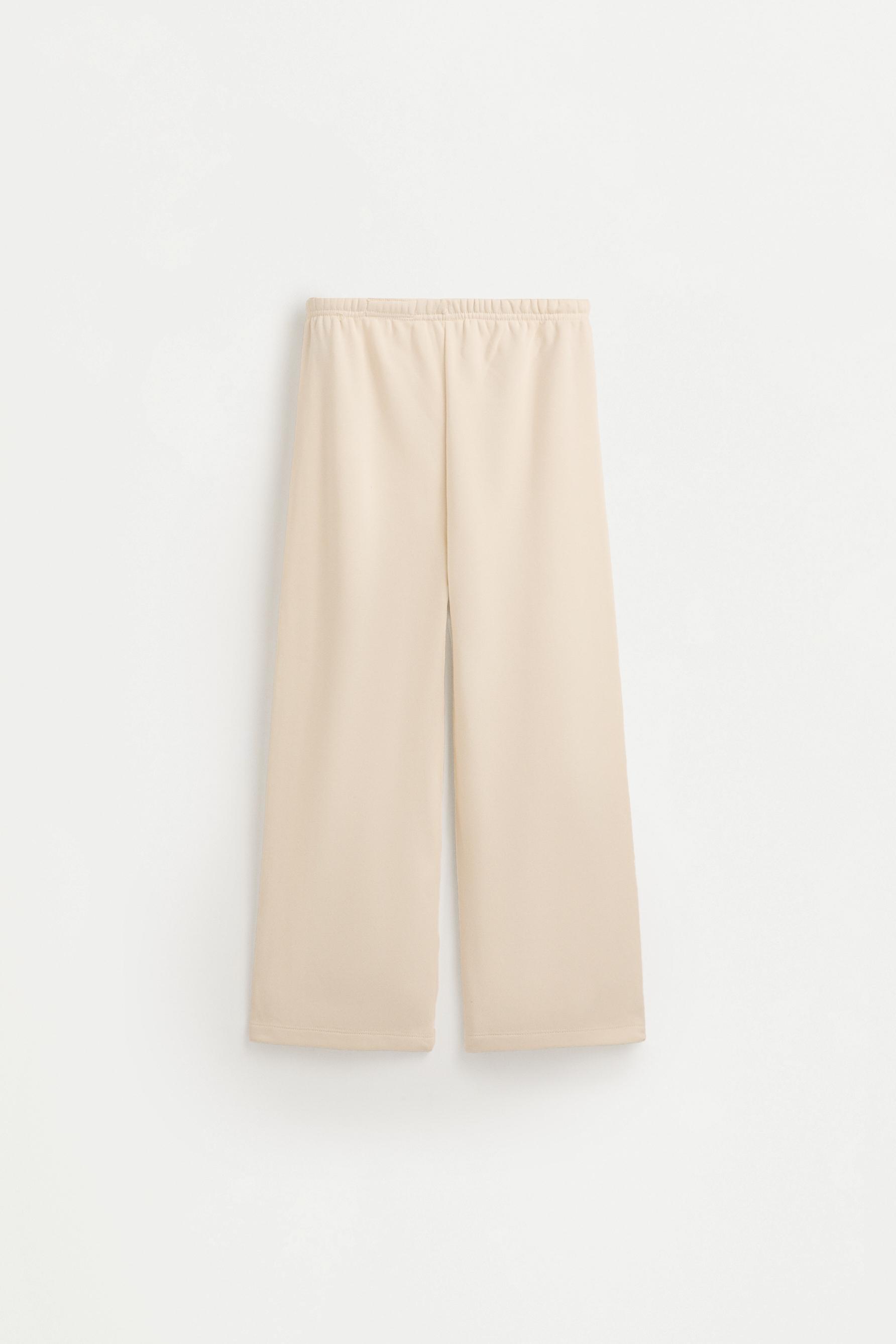 Wide-leg plush trousers — ECRU