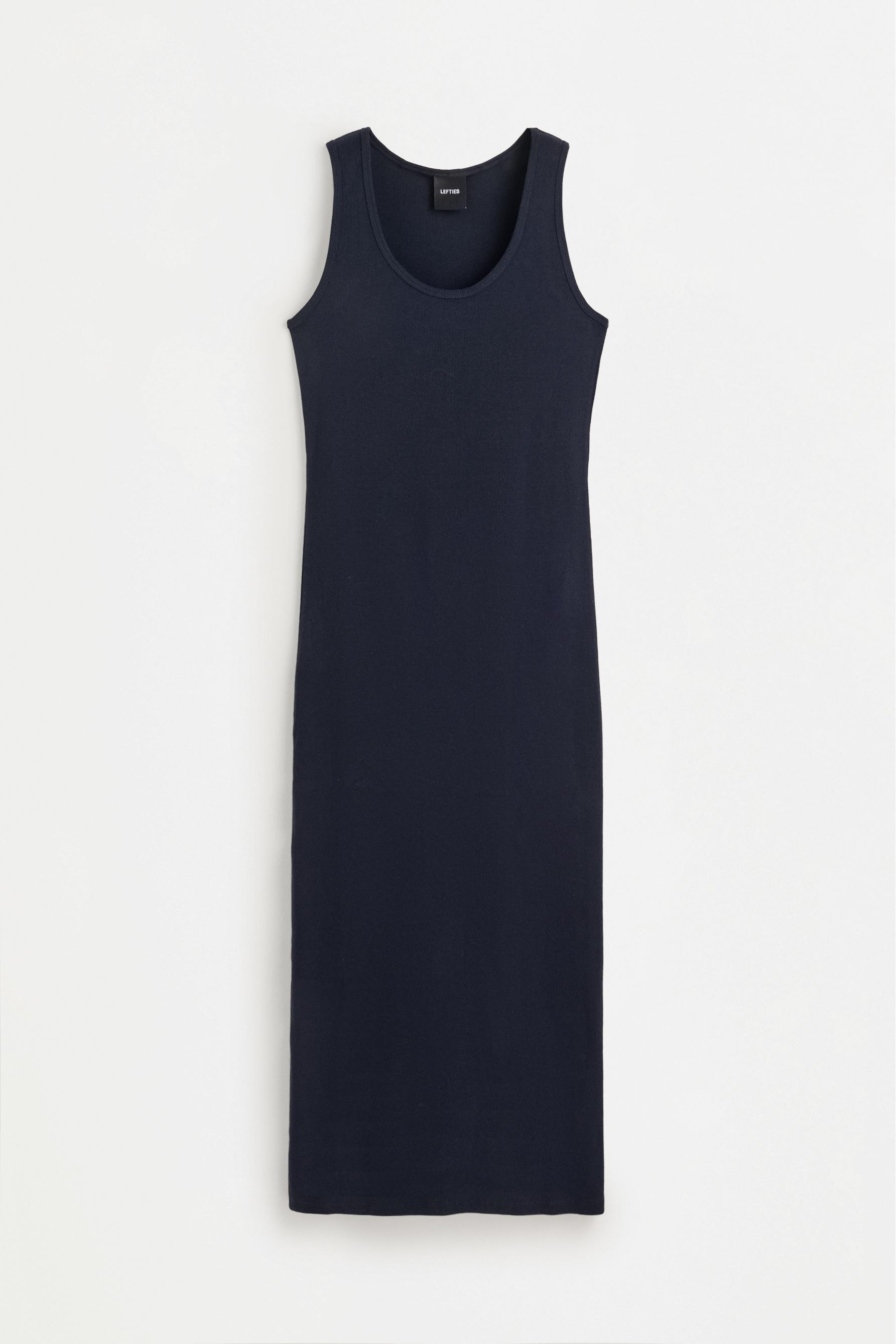 Ribbed midi dress — NAVY
