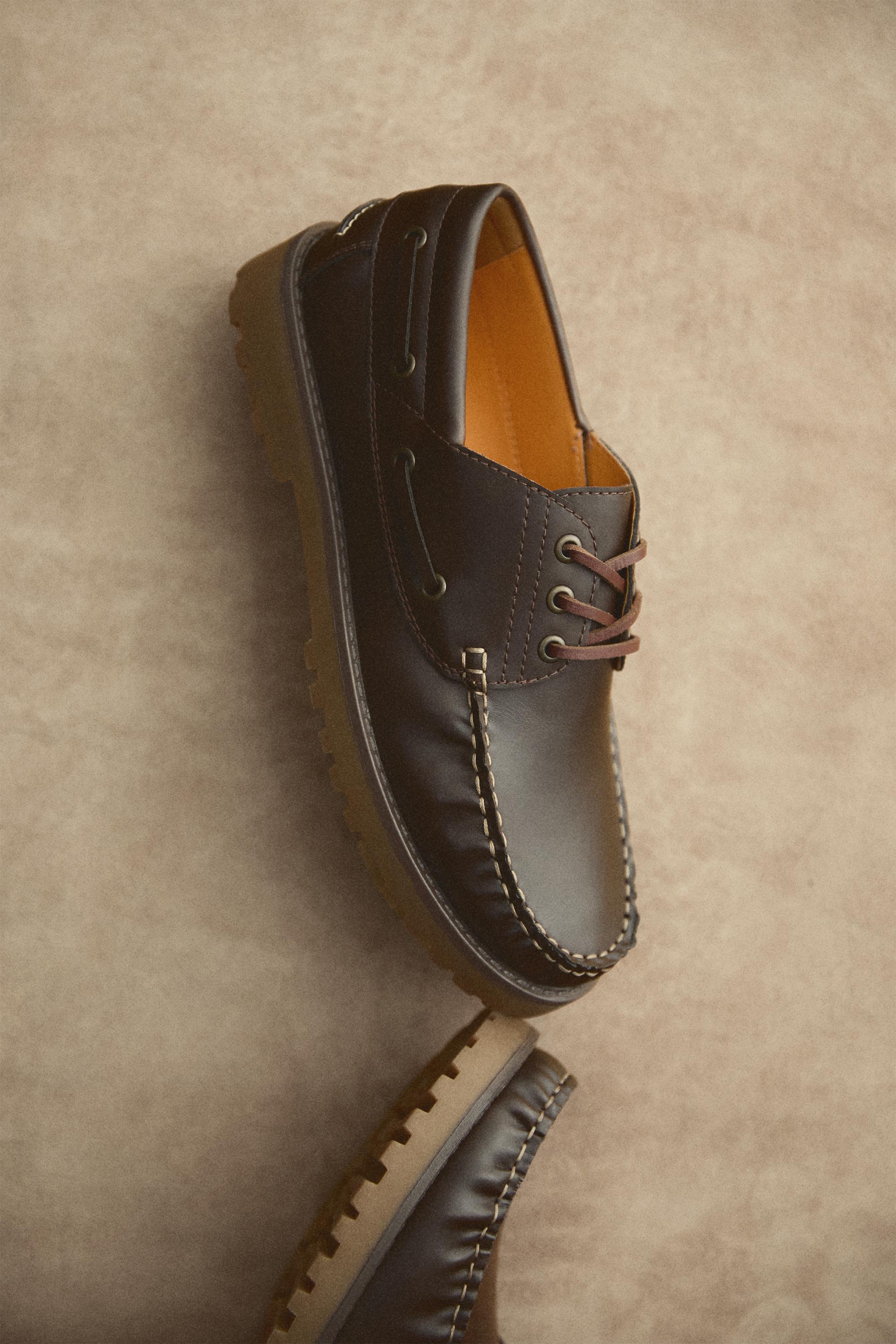 Lug sole boat shoes — BROWN